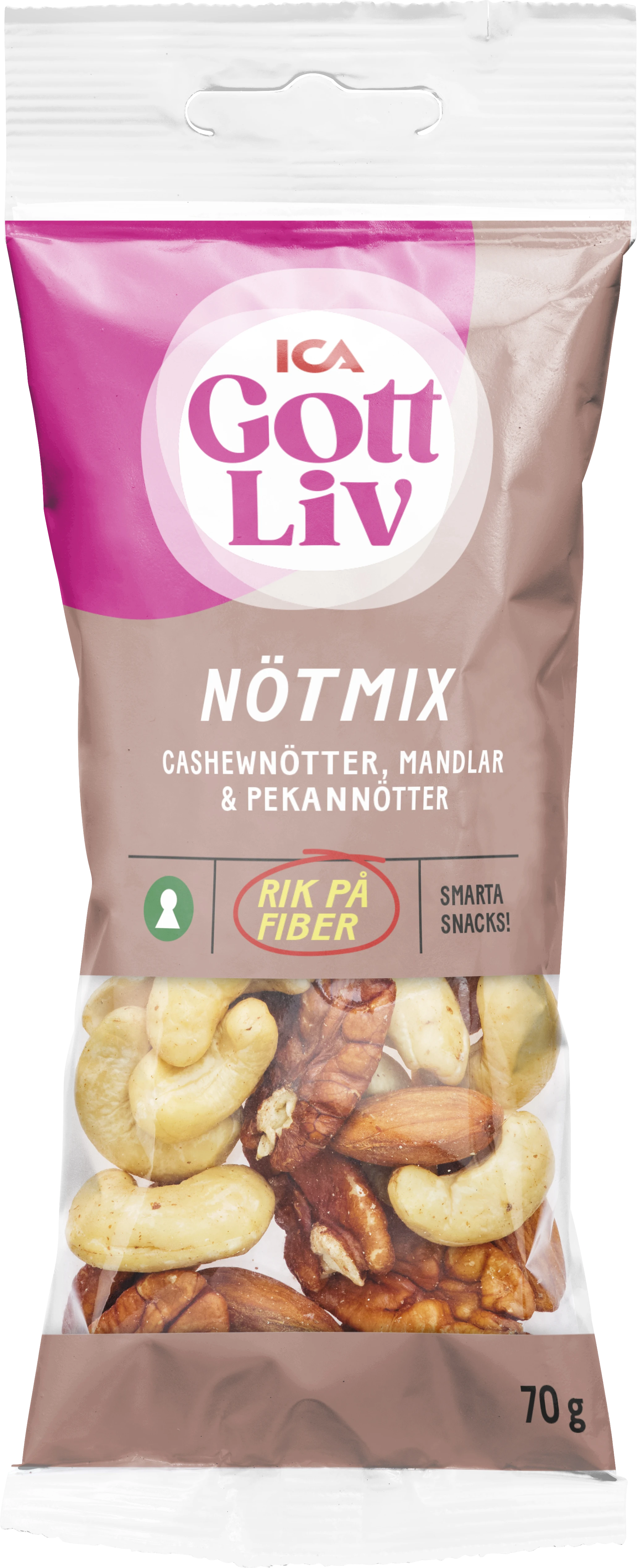ICA Gott Liv Nötmix Cashew Mandel Pekannöt 70 g - Nötter & torkad frukt