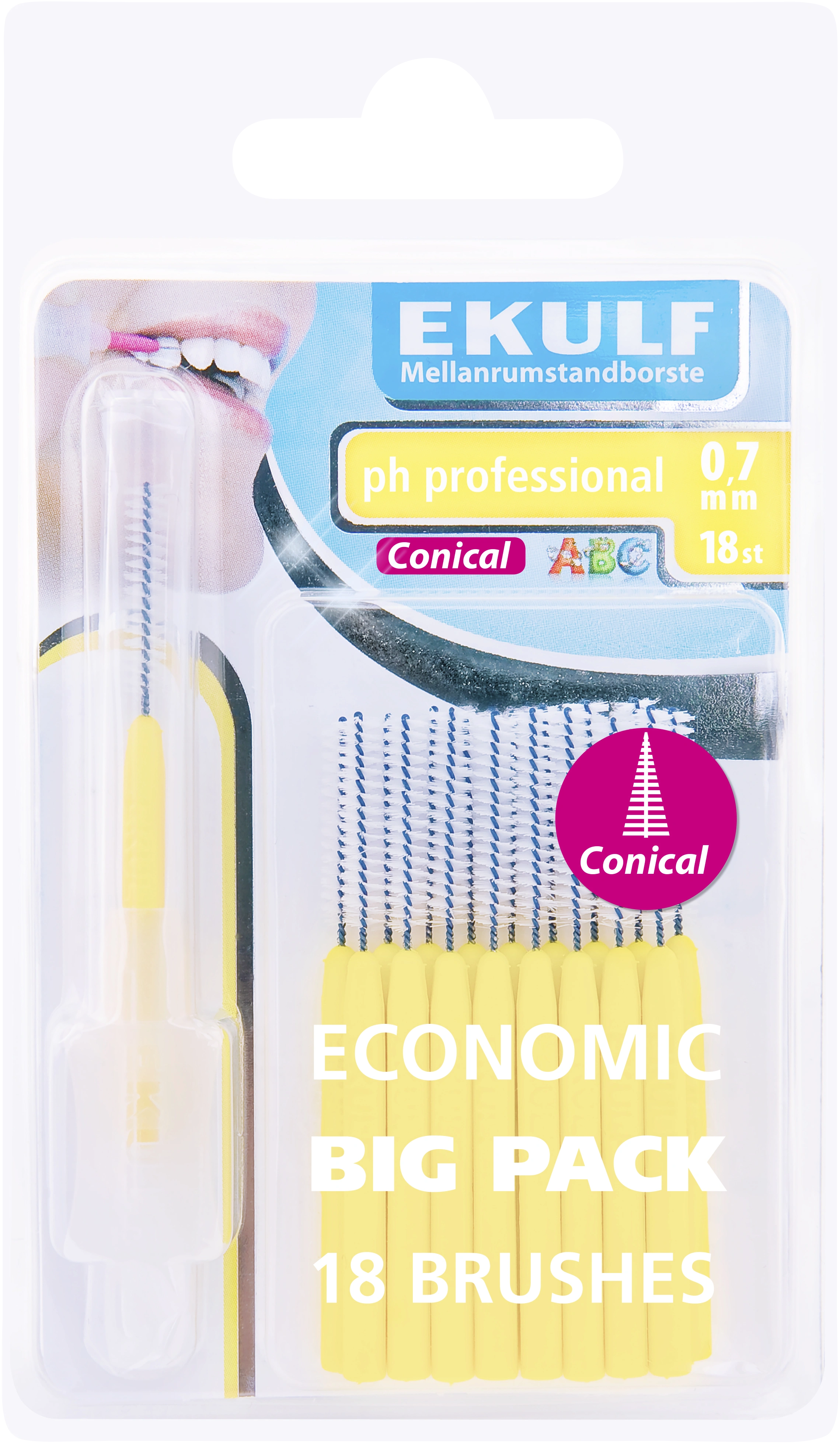 Ekulf pH Professional Konisk Mellanrumstandborste 0,7 mm 18 st - Mellanrumsborstar