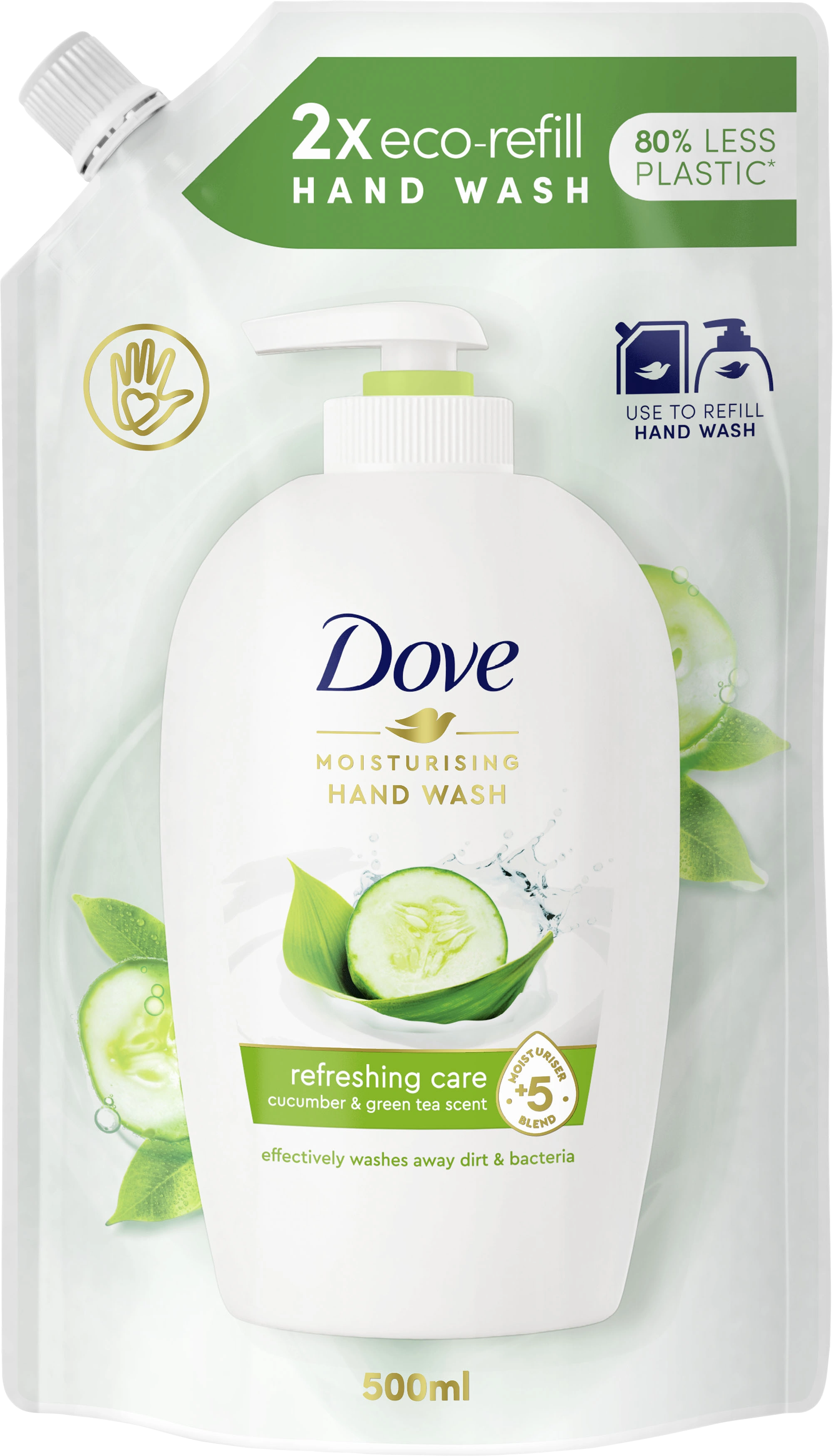 Dove Handtvål Refill Go Fresh Cucumber & Green Tea 500 ml - Mild handtvål