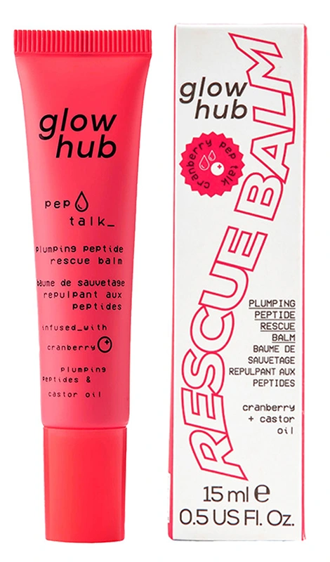 Glow Hub Pep Talk Tinted Plumping Peptide Rescue Balm Cranberry 15ml - Läppbalsam