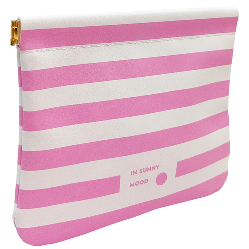 IN SUNNY MOOD Sunny Snap Pouch Medium Stripe Pink - Necessärer & väskor
