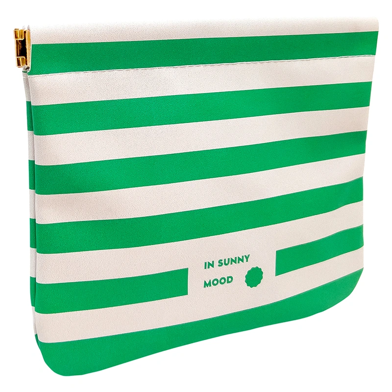 IN SUNNY MOOD Sunny Snap Pouch Medium Stripe Green - Necessärer & väskor
