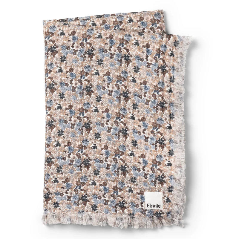 Elodie Soft Cotton Blanket Blue Garden Light 0-3 år - Babyfiltar