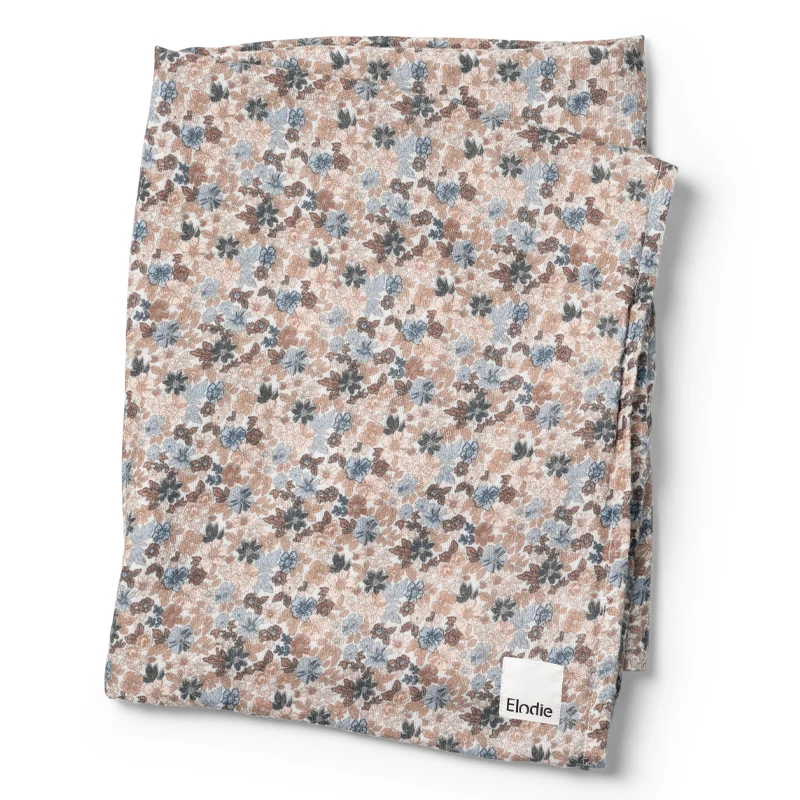 Elodie Bamboo Muslin Blanket Blue Garden Light 0-3 år - Babyfiltar