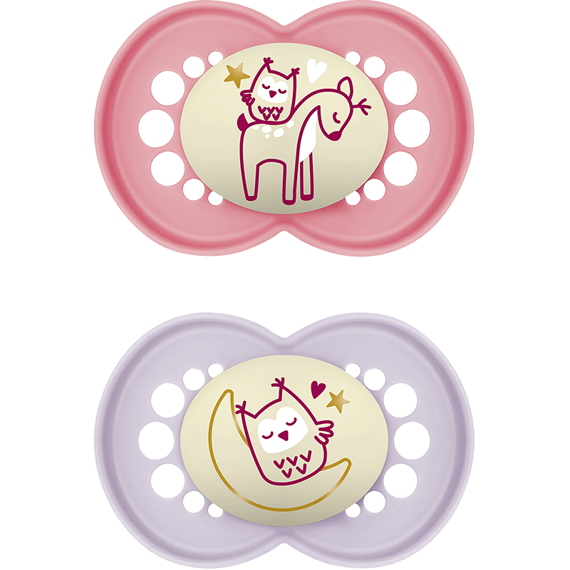 MAM Original Night Napp 6-16 mån Silikon 2-pack Rosa - Nappar