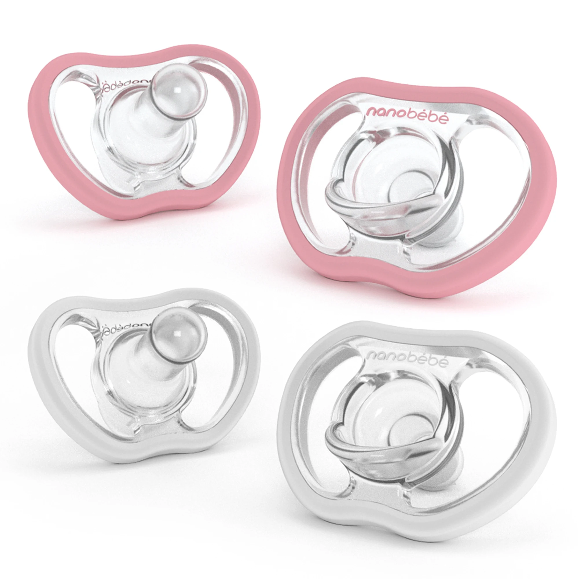 Nanobébé Active Flexy Napp Silikon 4 st Rosa/vit - Nappar