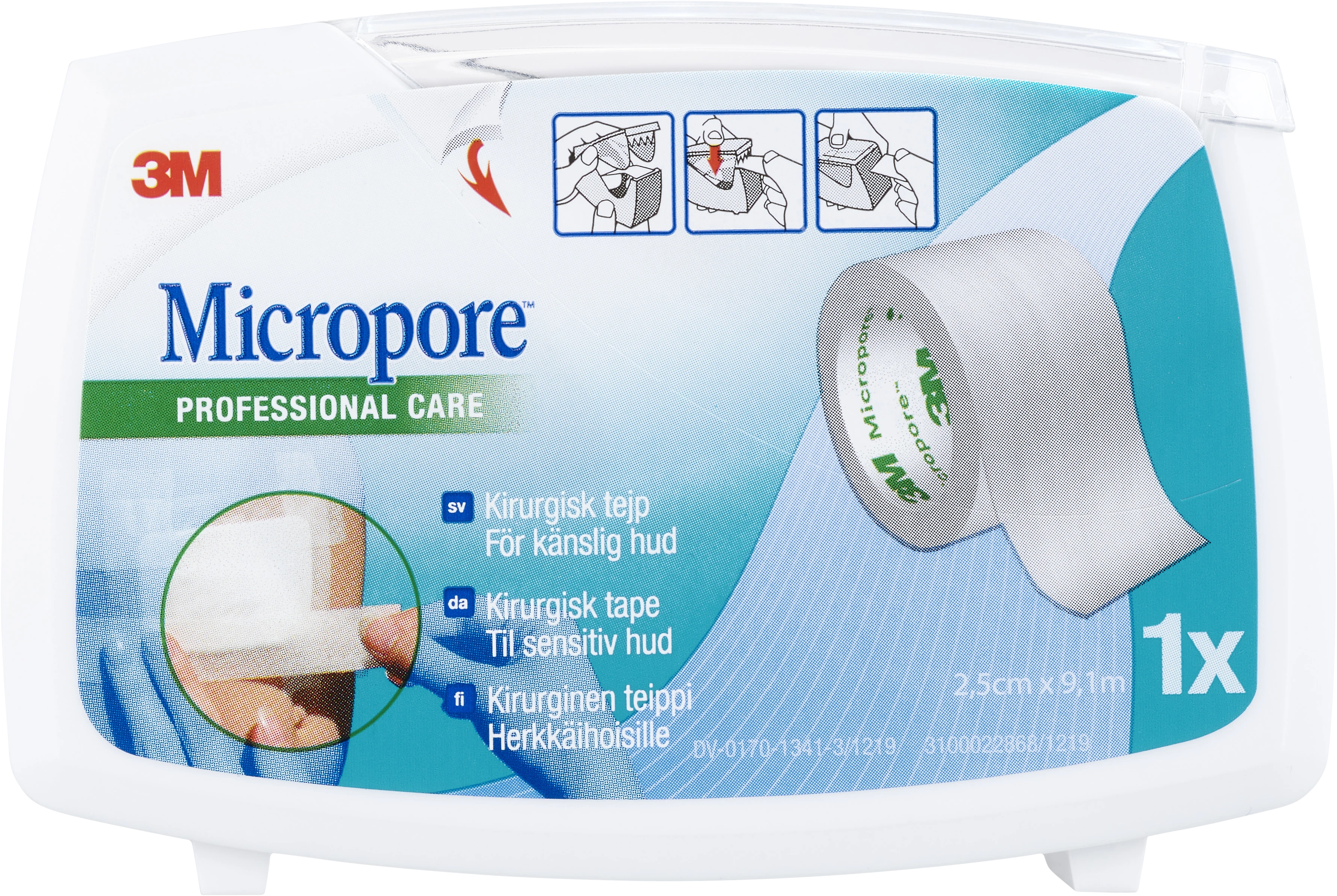 Micropore Kirurgtejp Vit 2,5cm x 9,14cm 1st - Kirurgtejp