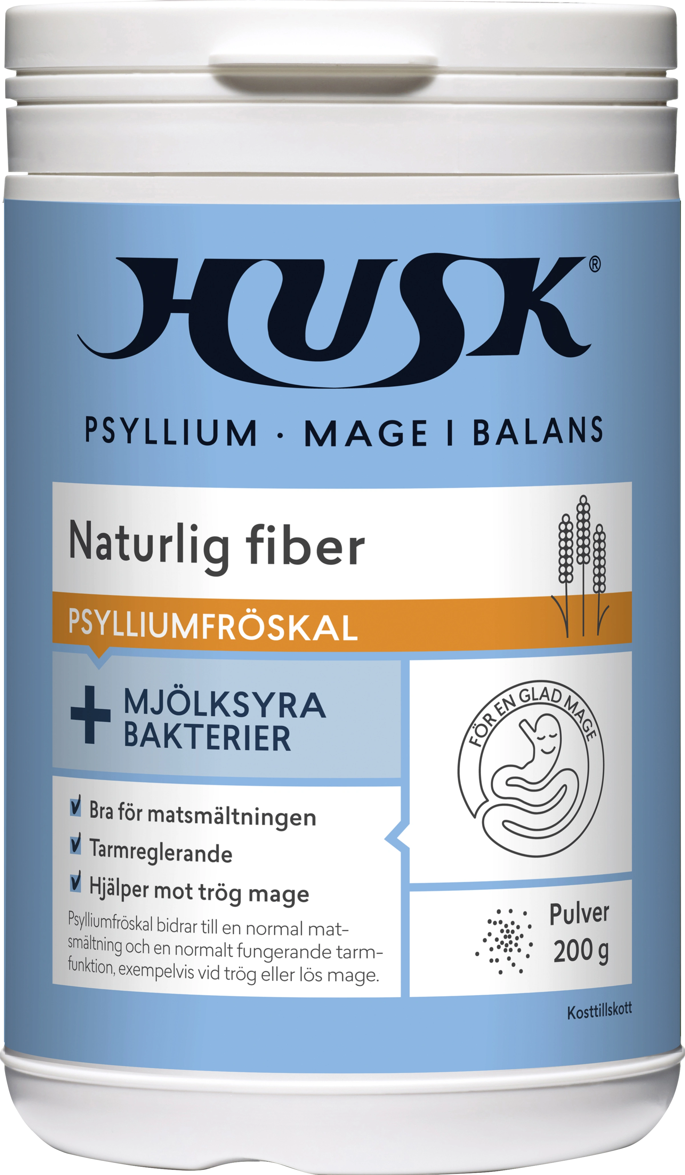 Husk Mage i Balans Fiber+Mjölksyrabakterier 200 g - Kosttillskott för mage