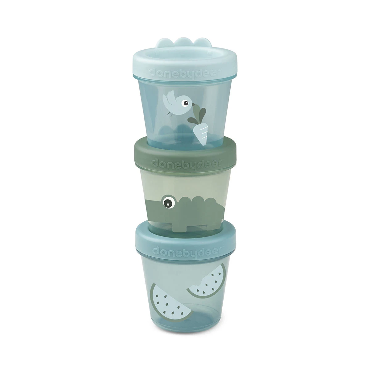 Done by Deer Baby Food Container Croco Green 3-pack - Barntallrik & barnbestick
