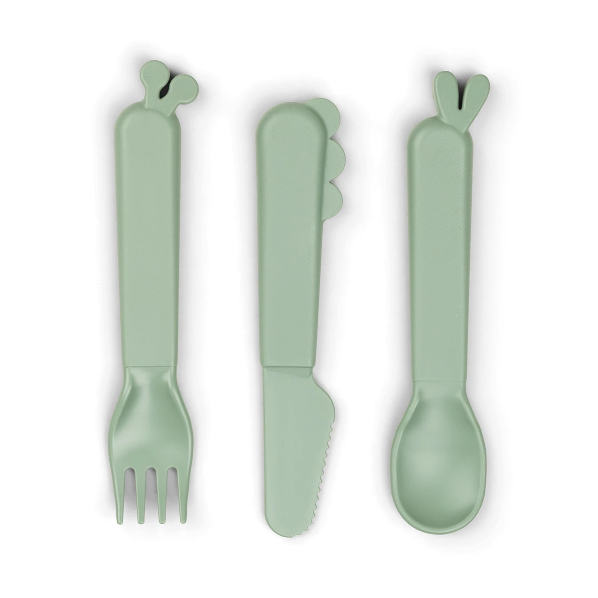 Done by Deer Kiddish Cutlery Set Deer Friends Green - Barntallrik & barnbestick