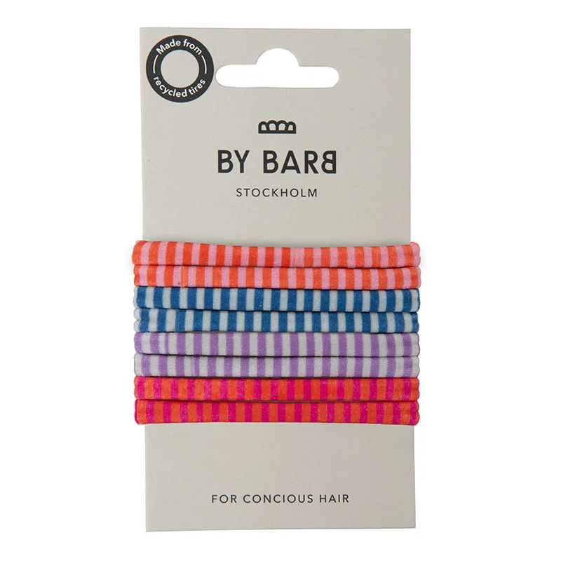 ByBarb Hårsnoddar multifärgad randig, 8-pack