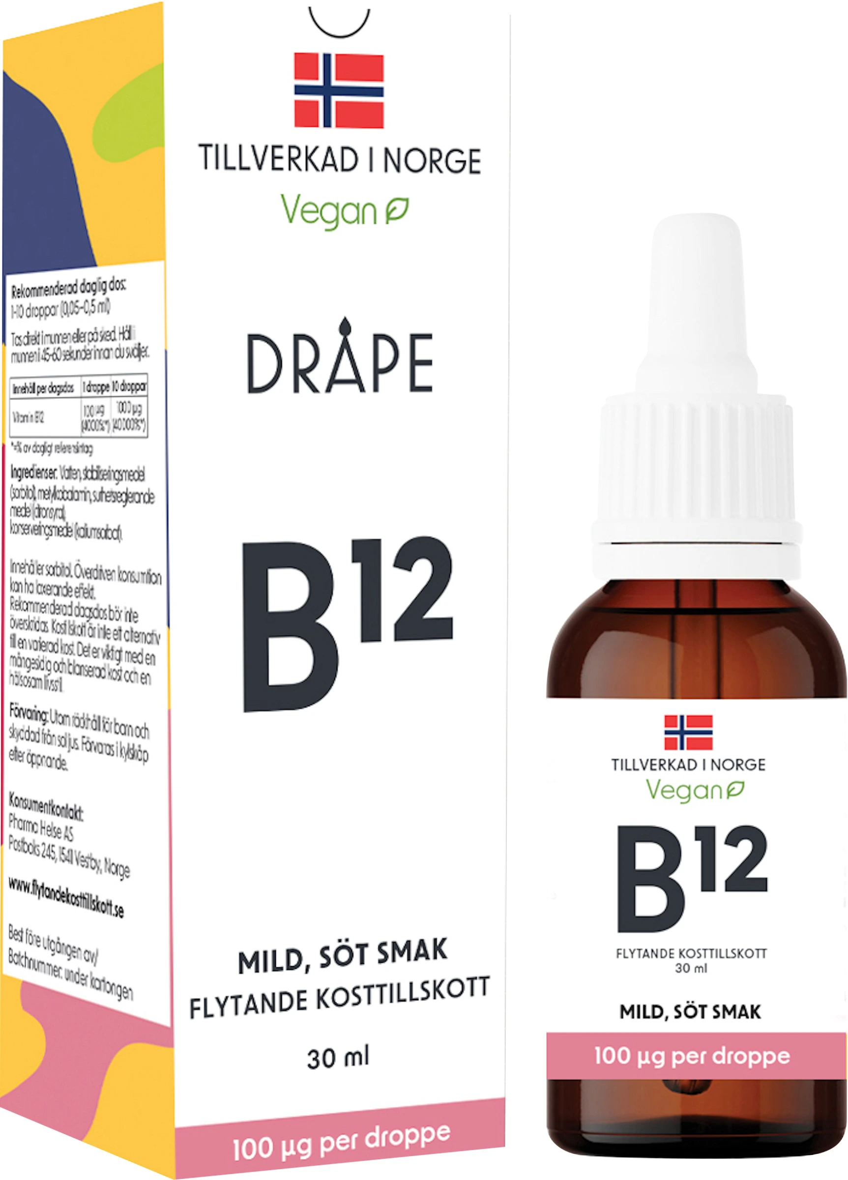 Dråpe Flytande B12 Droppar 30 ml - Kosttillskott för energi