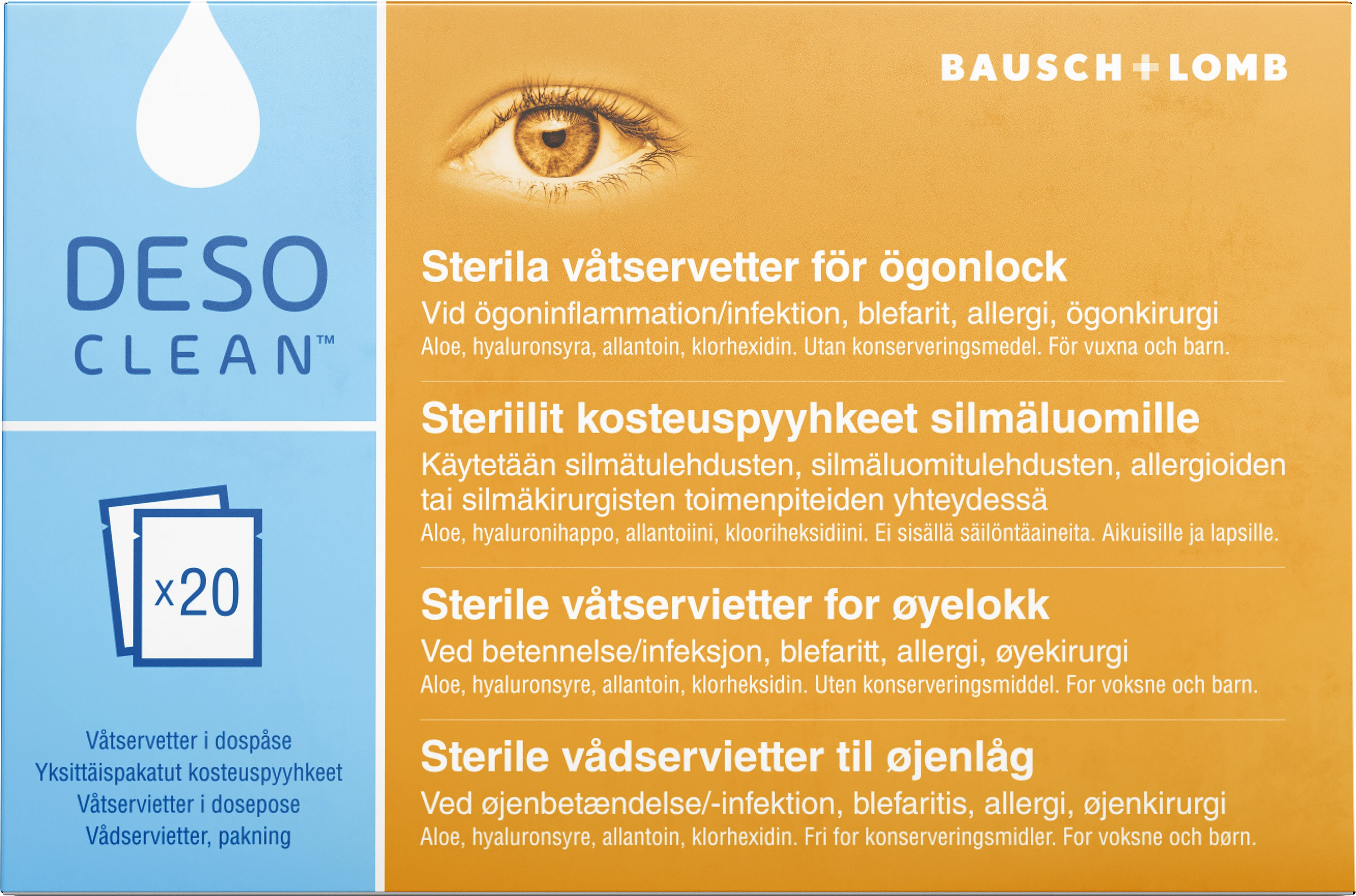 Desoclean Sterila Ögonservetter 20 st - Vagel i ögat