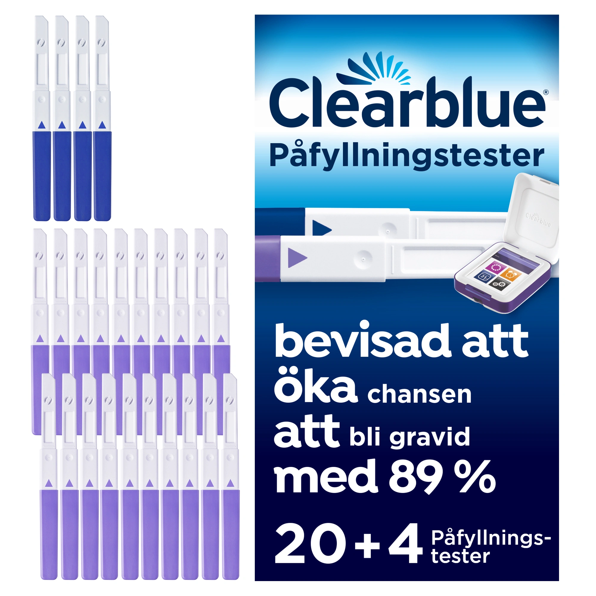 Clearblue 20 Ägglossningstester & 4 Graviditetstester till Clearblue Advanced Fertilitetsmonitor - Bli gravid