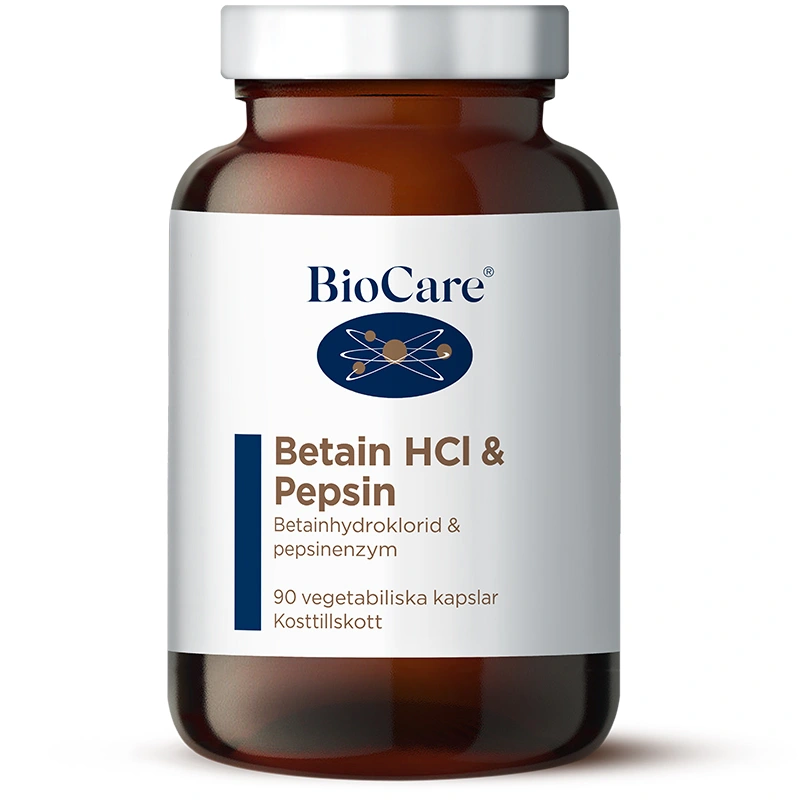 BioCare Betain HCL & Pepsin 90 kapslar - Kosttillskott