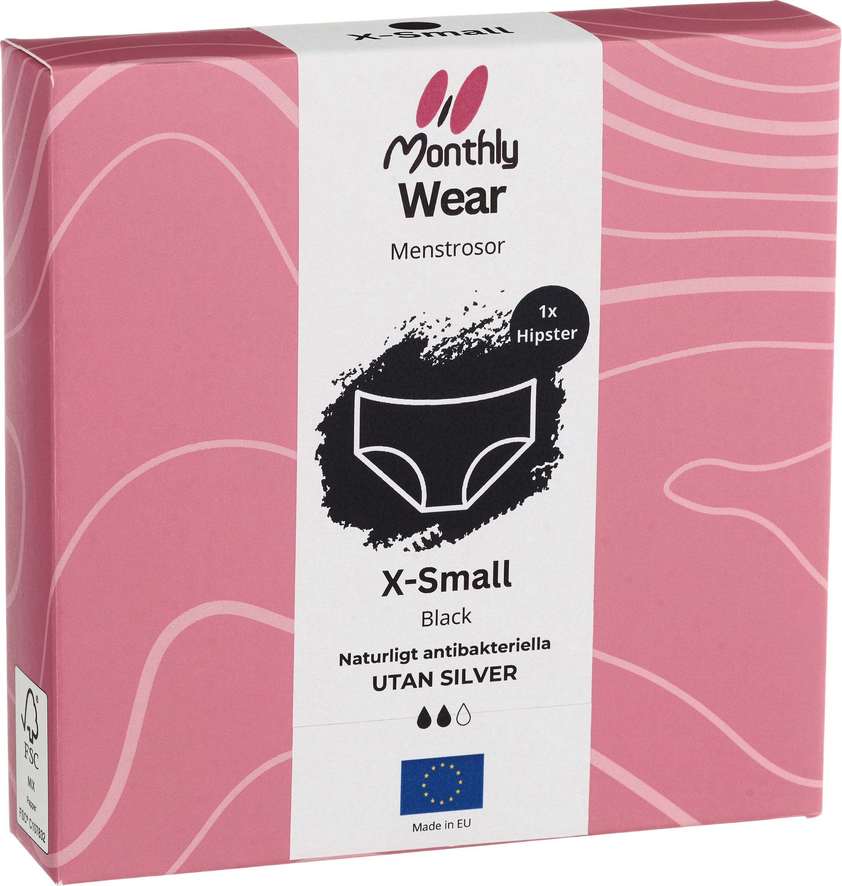 Monthly Wear Hipster Black 1 par XS - Menstrosor