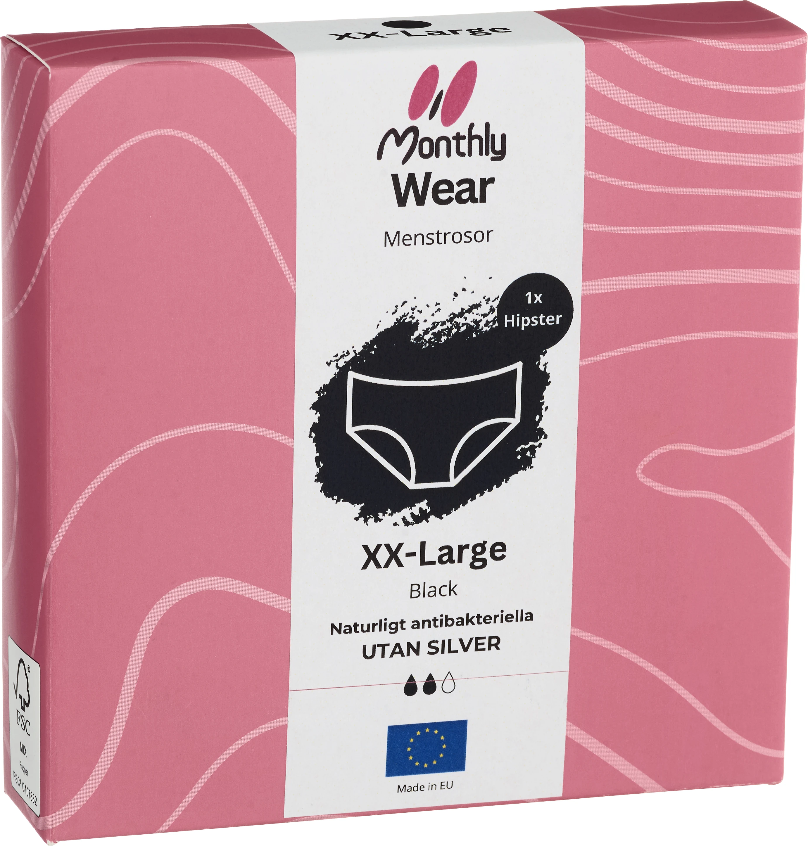 Monthly Wear Hipster Black 1 par XXL - Menstrosor