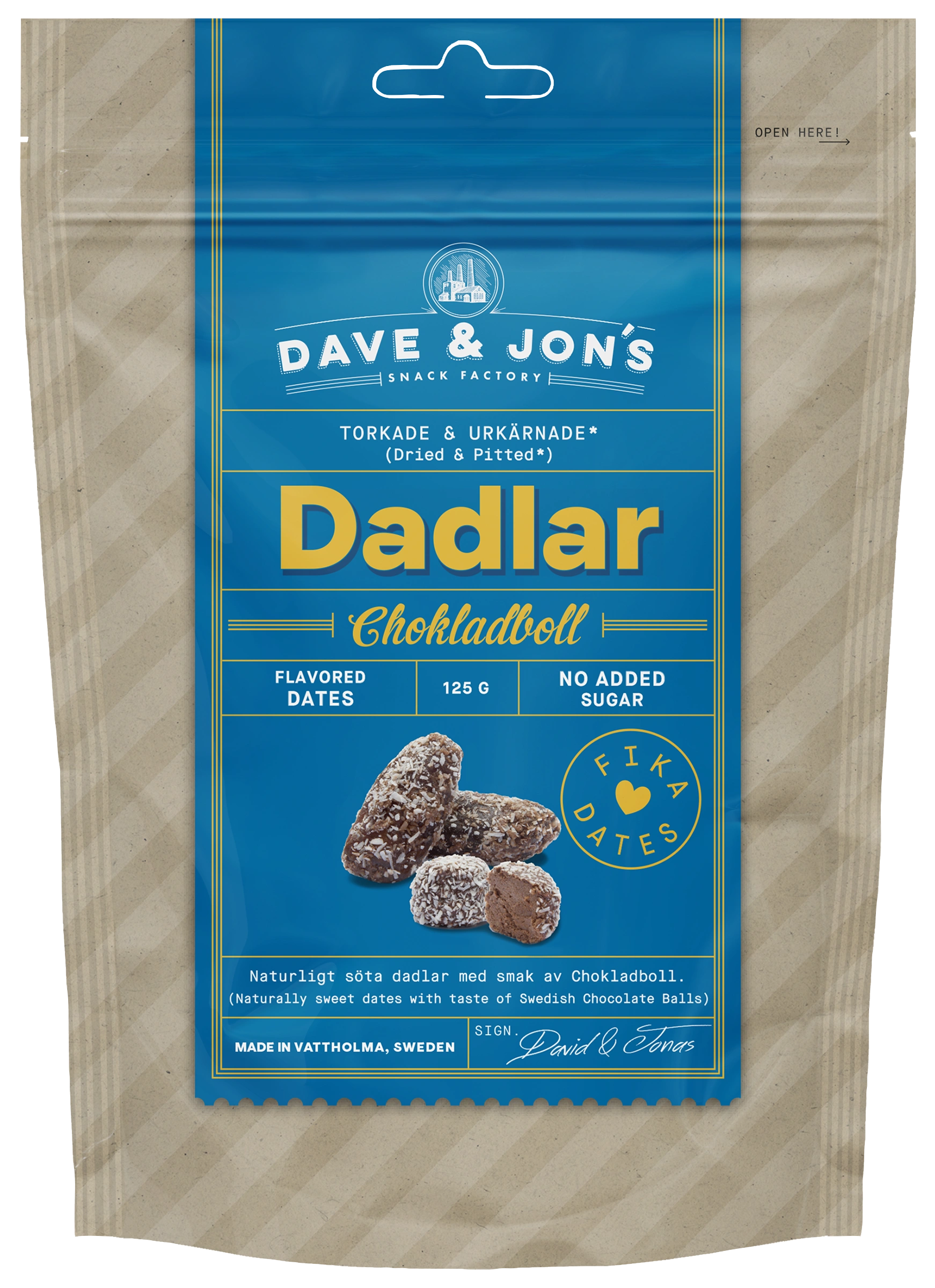 Dave & Jon's Dadlar Chokladboll 125g - Nötter & torkad frukt