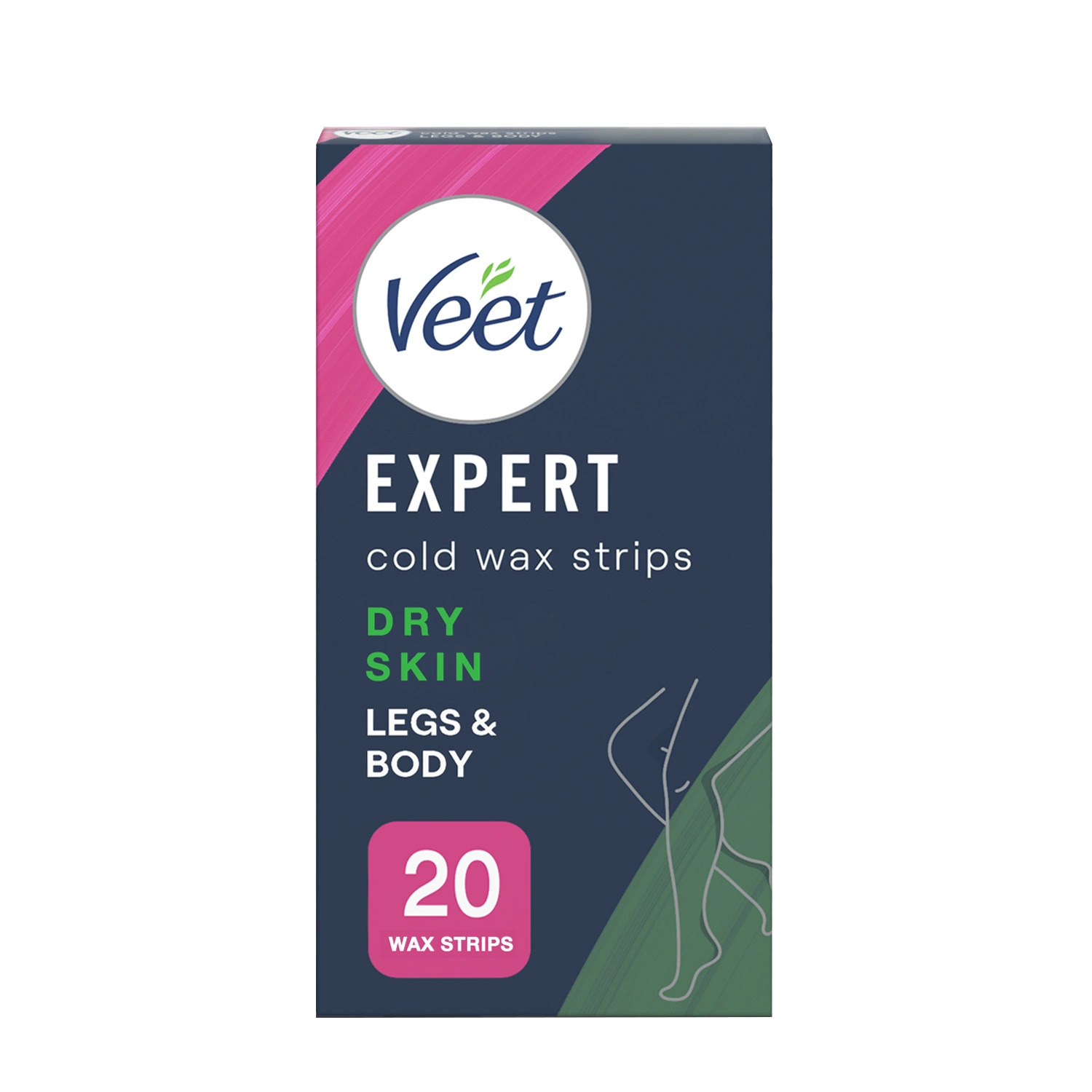 Veet Expert Cold Wax Strips Dry Skin Legs & Body 20 pcs - Vaxremsor