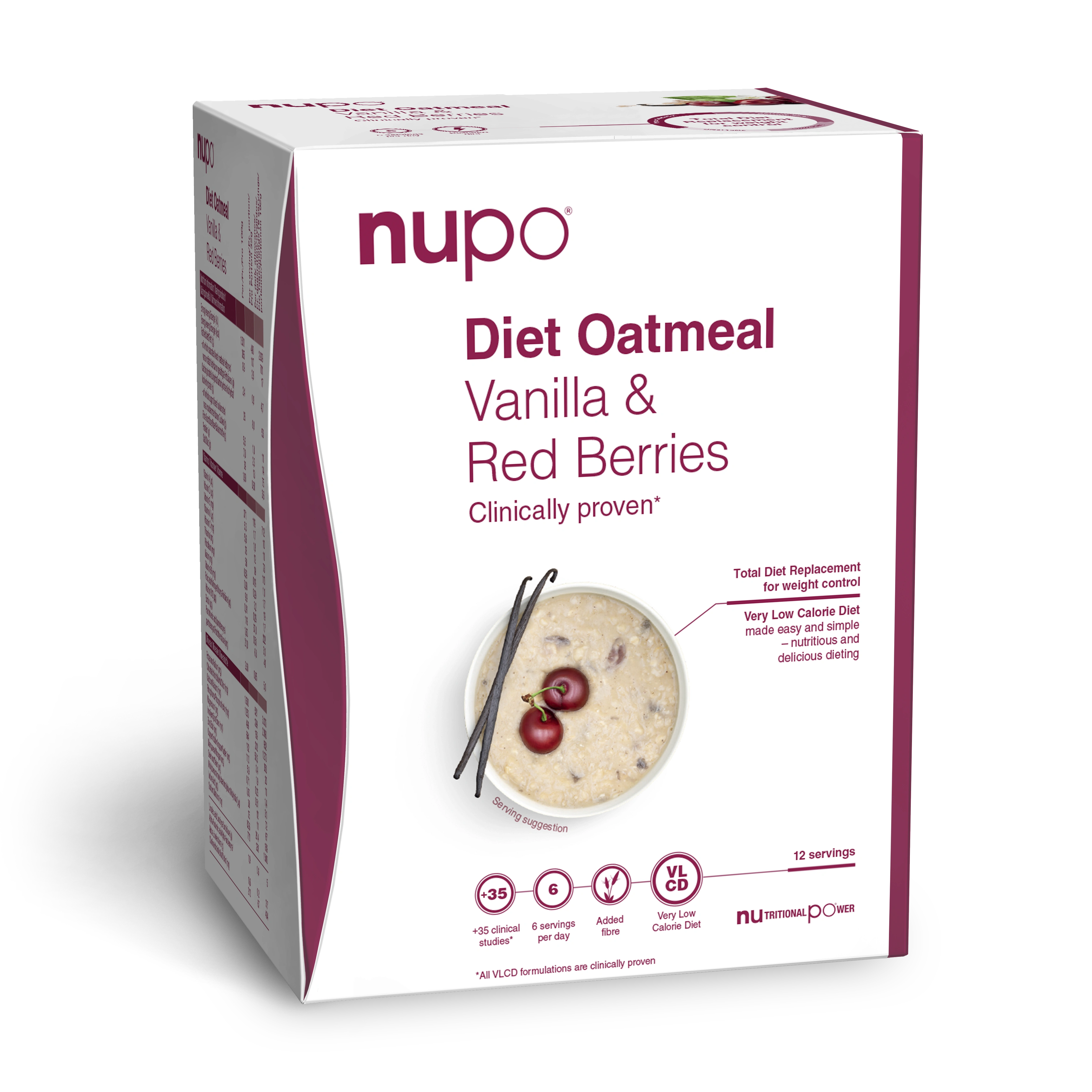 Nupo Diet Oatmeal Vanilla Red Berries 12 portioner - Måltidsersättning