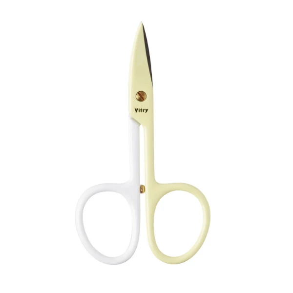 Vitry Nail Scissors Curved Blades White/Light Yellow - Nagelfil