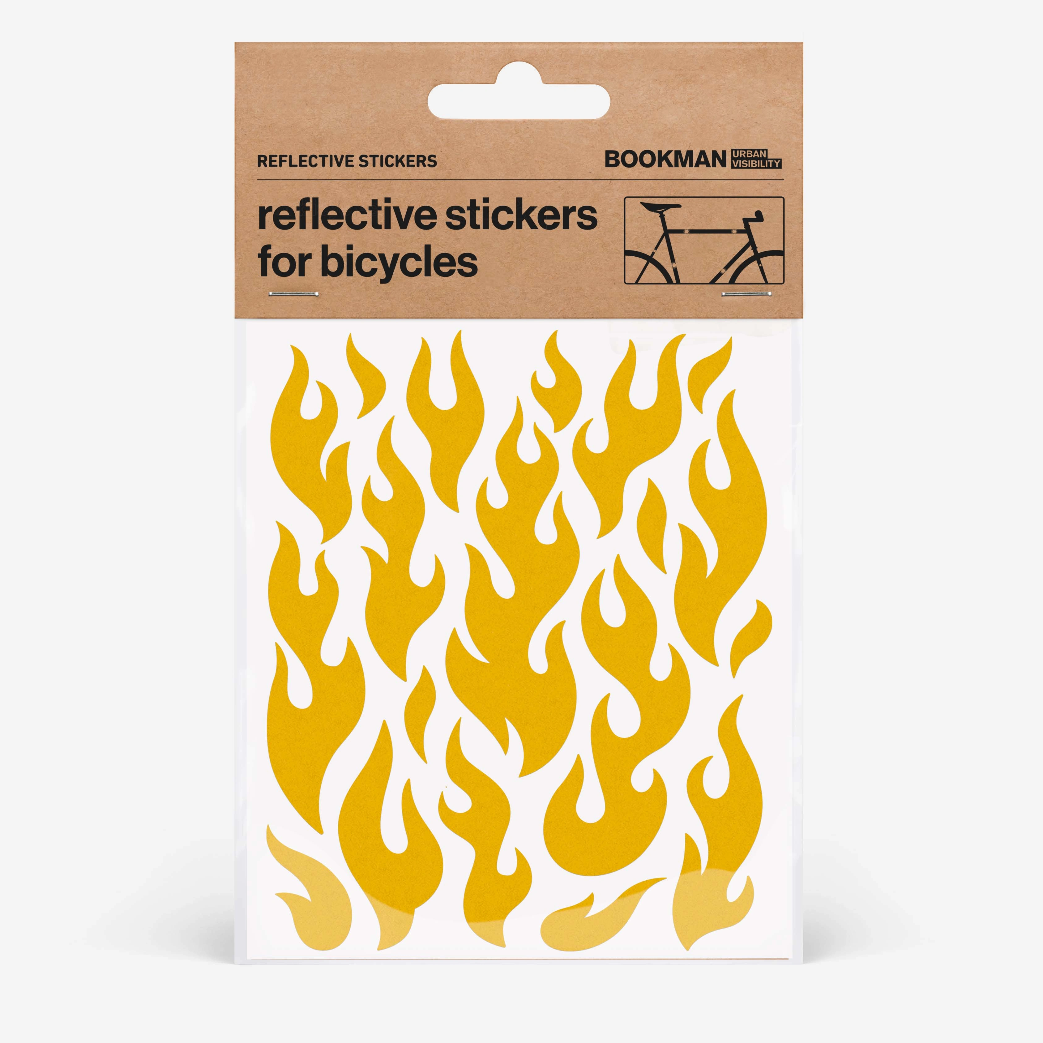 Bookman Reflective Stickers Flames Yellow - Reflexer