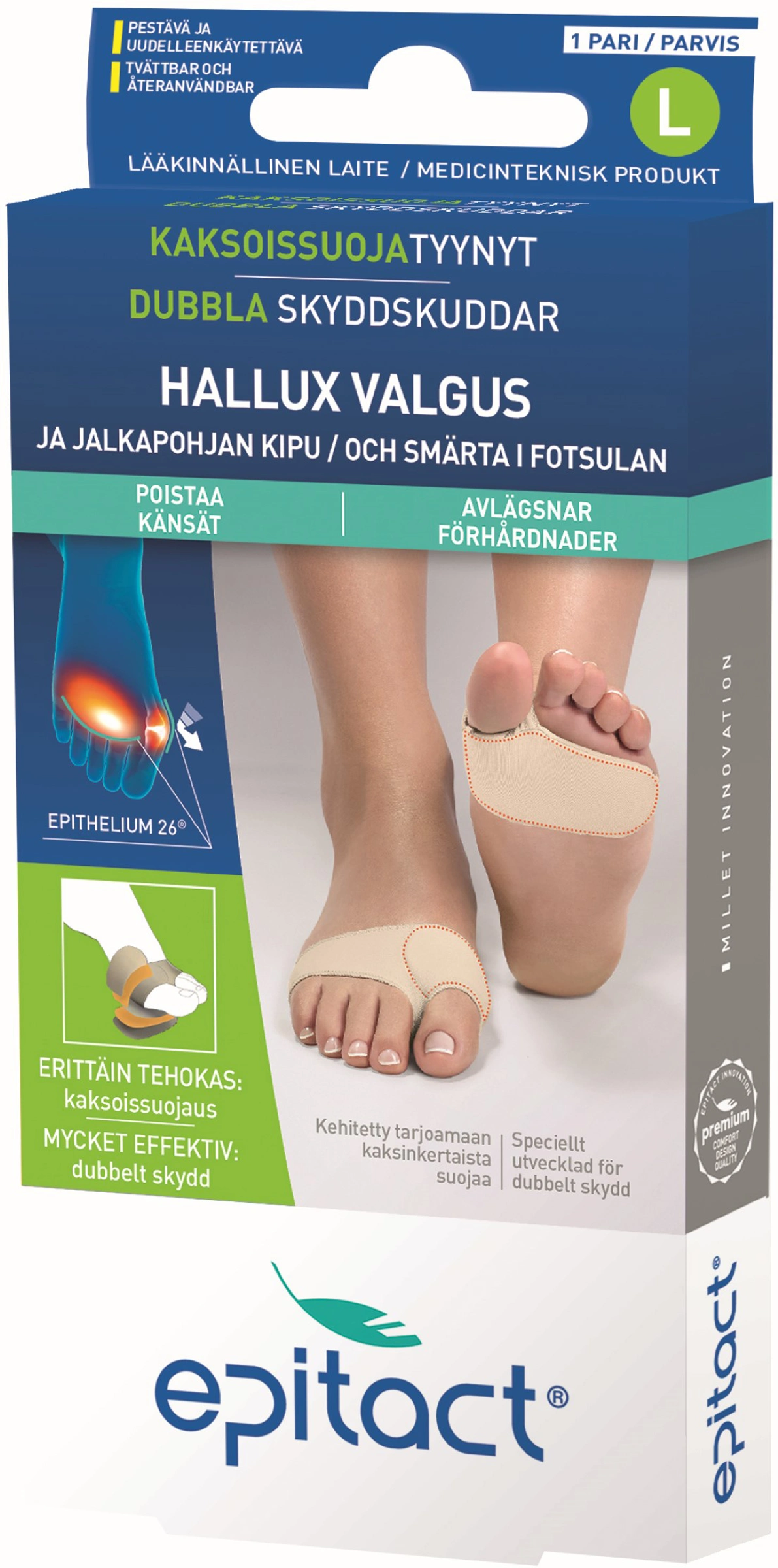 Epitact Dubbla Skyddskuddar 2 st L - Hallux valgus