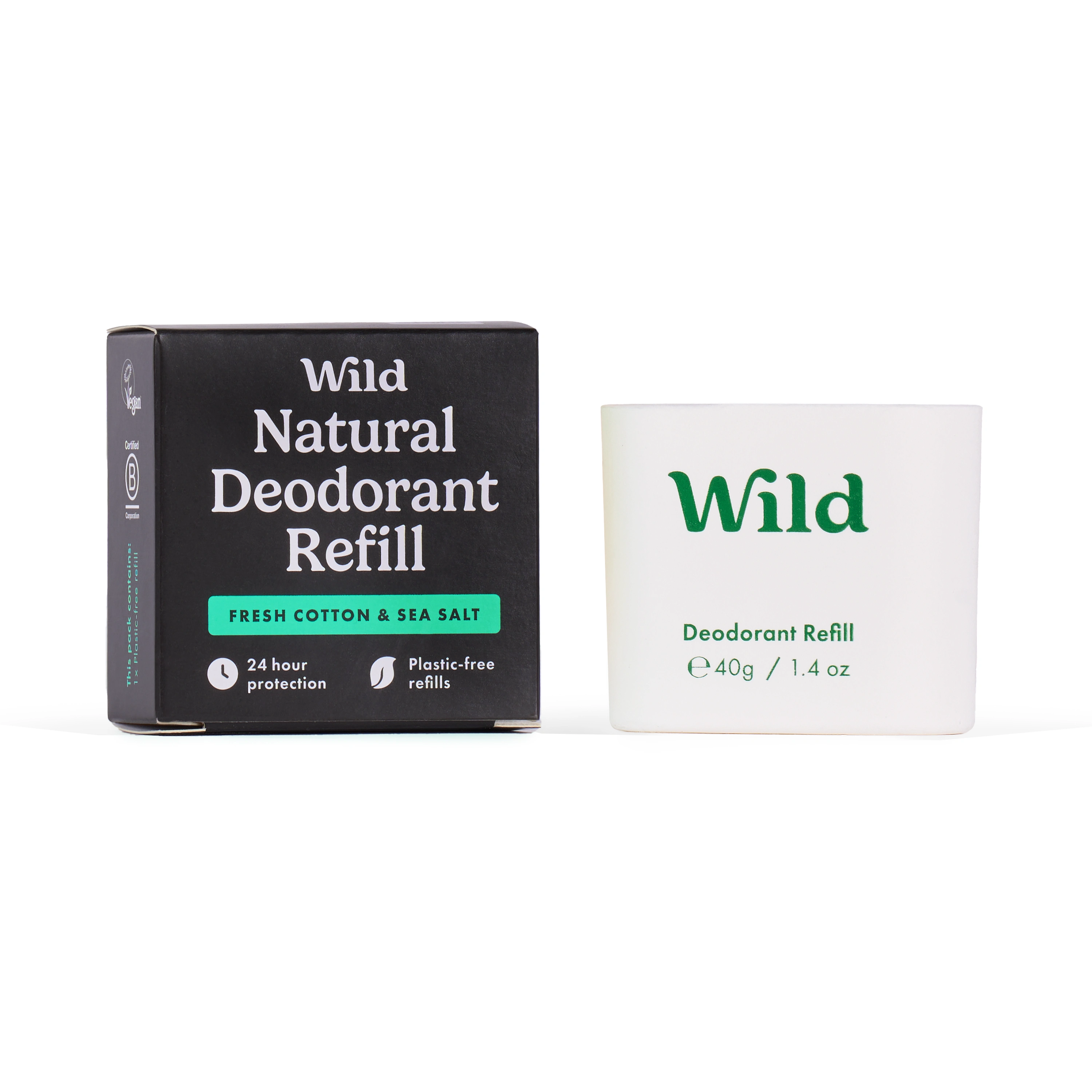Wild Men Fresh Cotton & Sea Salt Deo Refill 40g - Aluminiumfri deodorant