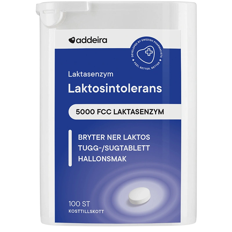 Addeira Laktasenzym vid laktosintolerans 100 tuggtabletter - Matsmältning & enzymer
