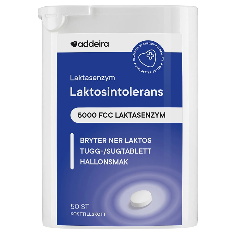 Addeira Laktasenzym vid laktosintolerans 50 tuggtabletter - Matsmältning & enzymer