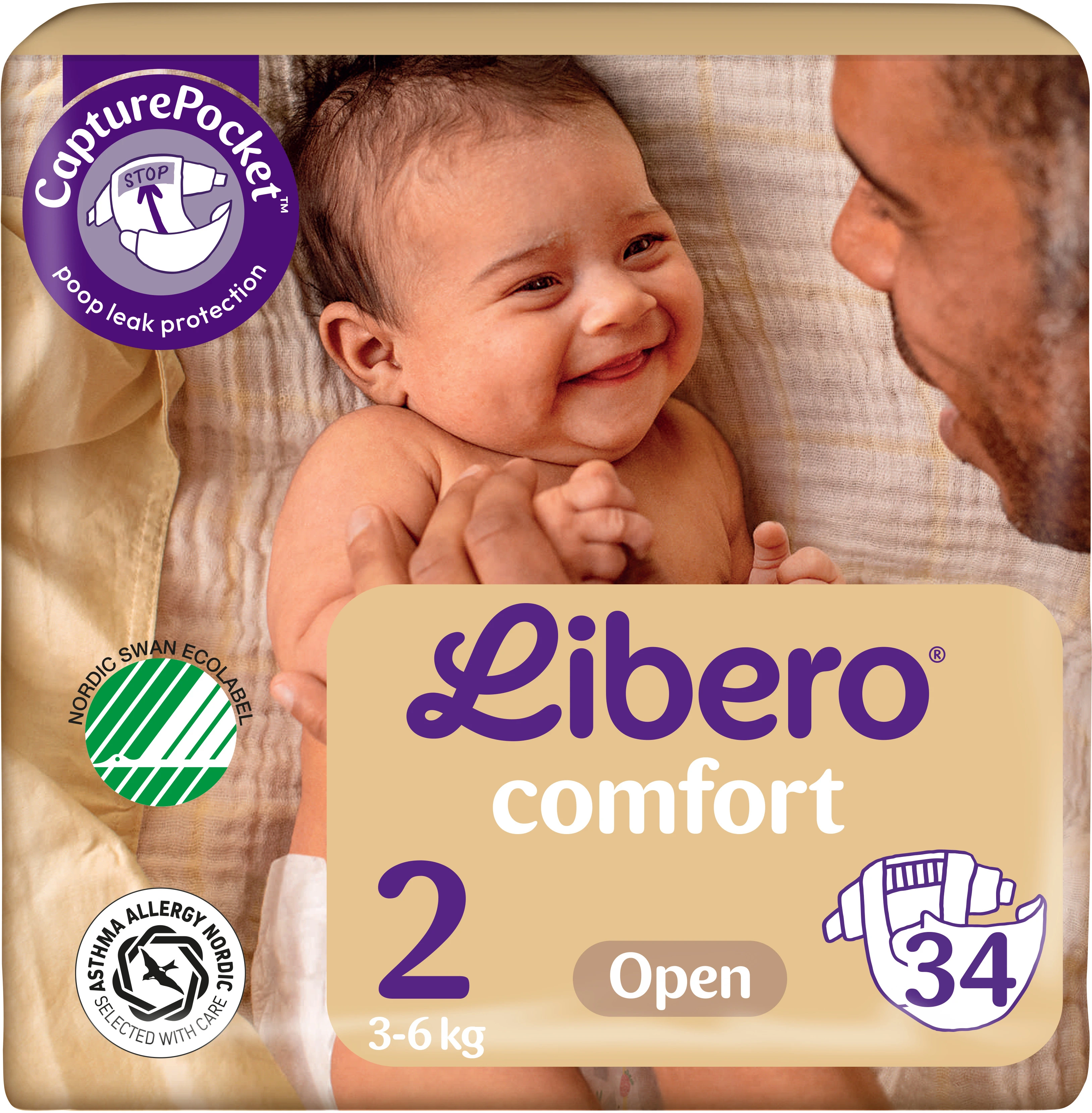Libero Comfort 2 Öppen Blöja 3-6 kg 34 st - Blöjor för nyfödda