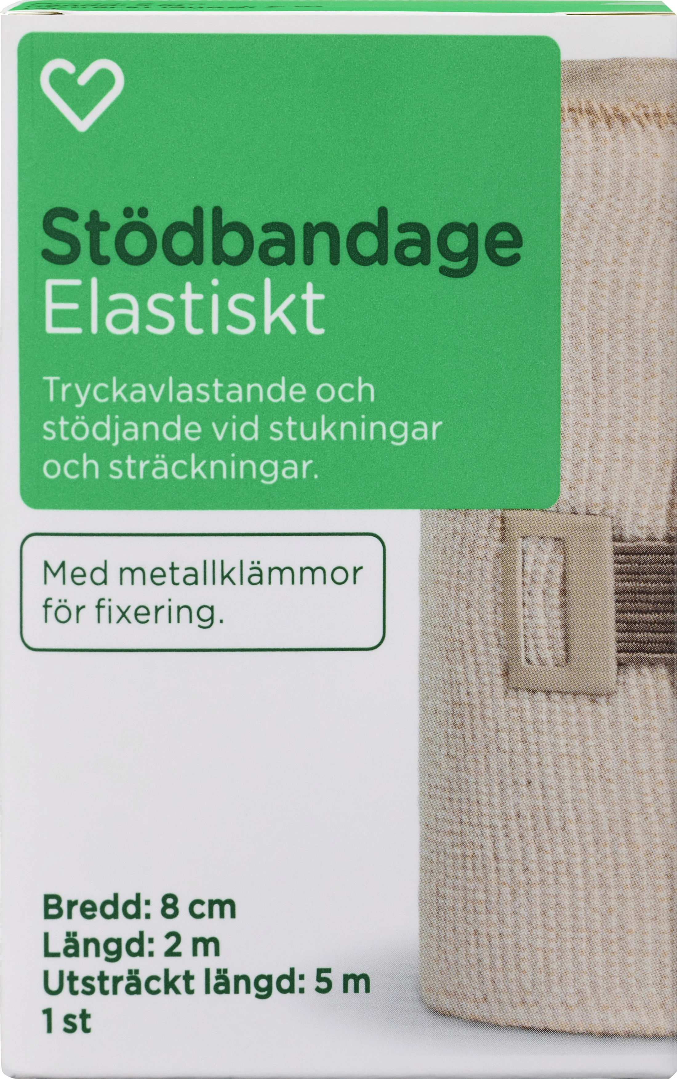 Hjärtats Stödbandage Elastiskt 8 cm x 5 m 1st - Förband