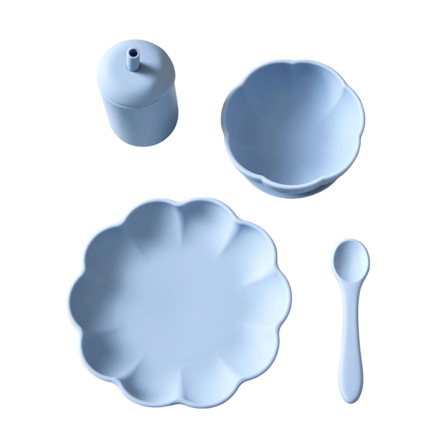 Jack o Juno Little Poppy Barnservis Pale Blue - Barntallrik & barnbestick