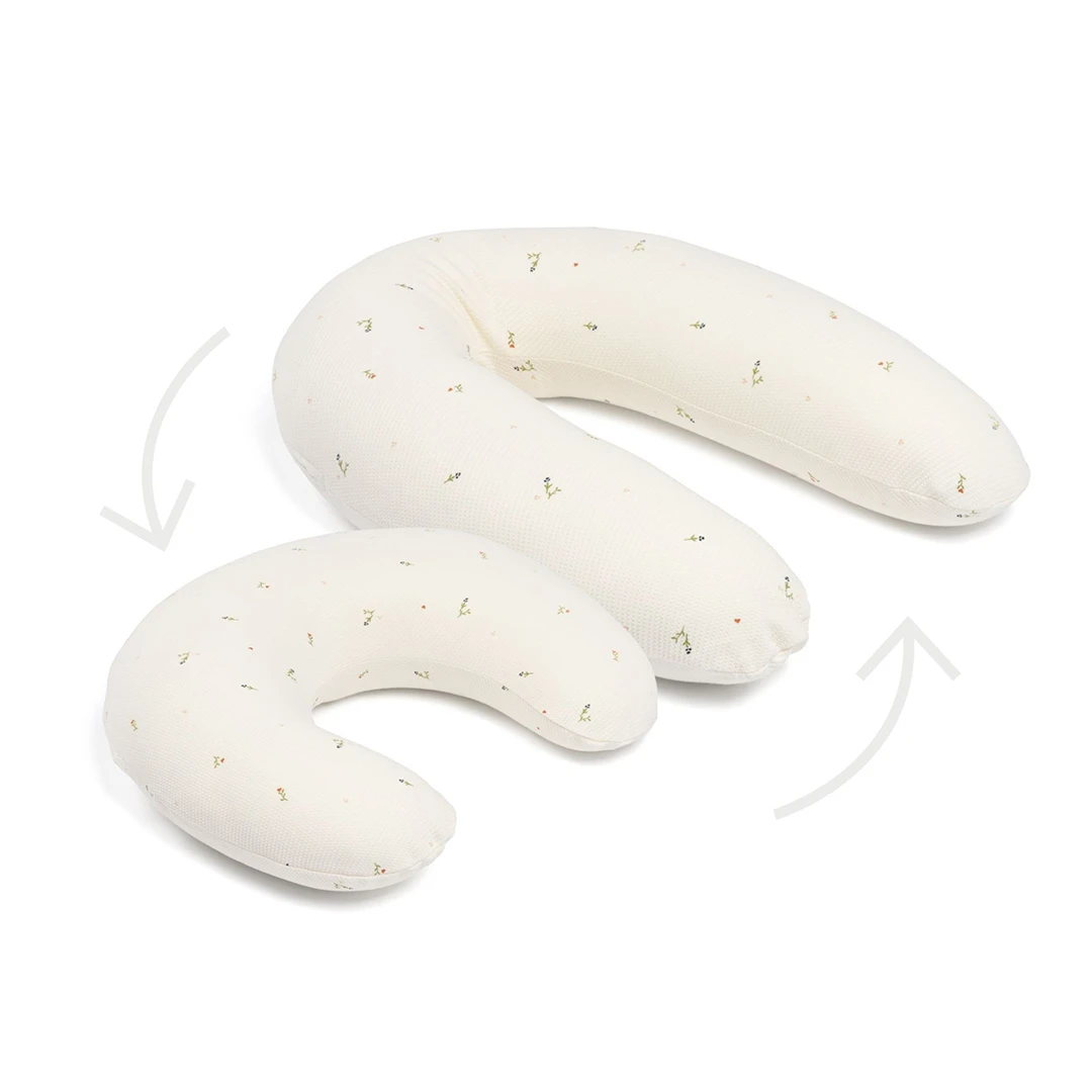 Doomoo Amnings-gravidkudde 2-i-1 Quilt Creme Blomma - Amningskuddar