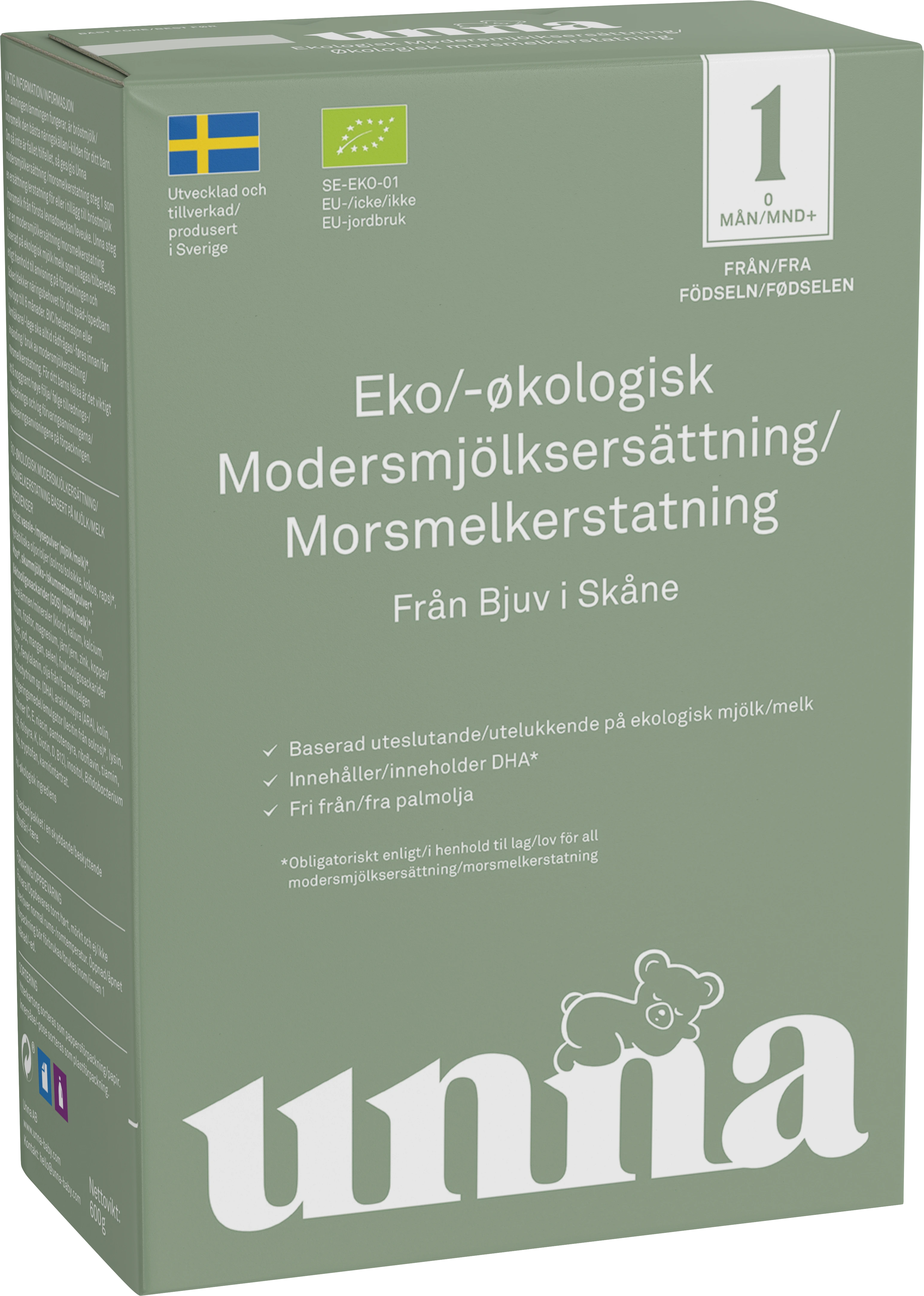 Unna Ekologisk Modersmjölksersättning Steg 1 600 g - Mjölkersättning nyfödd