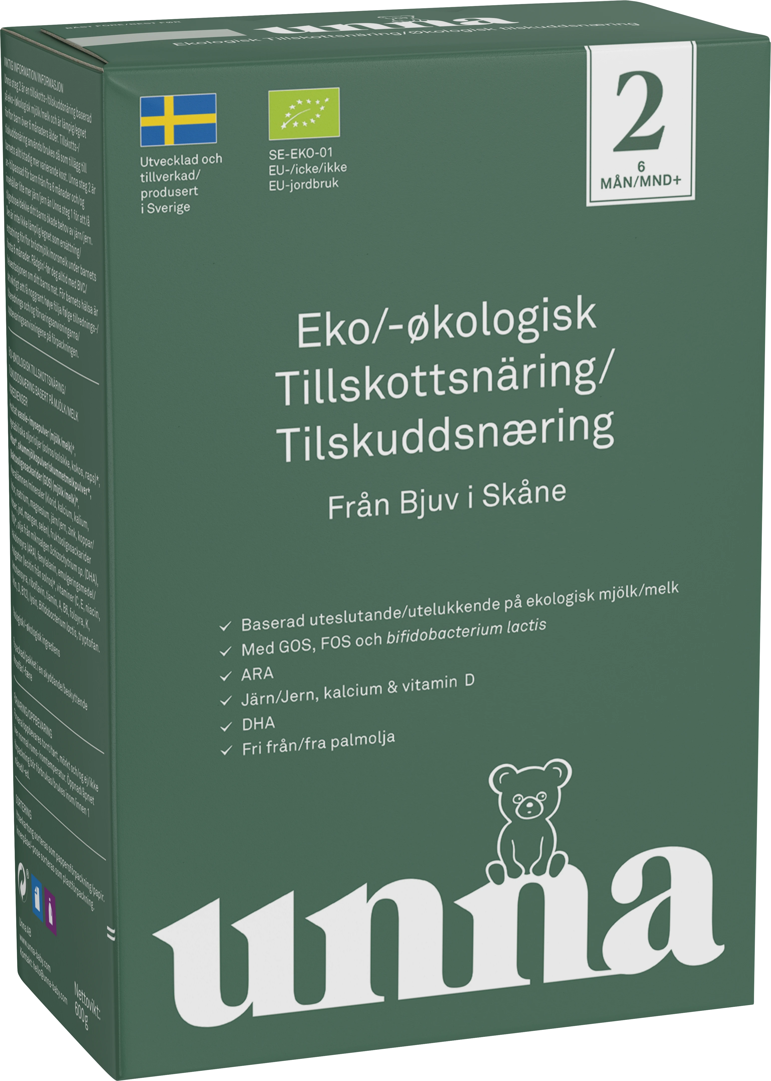 Unna Ekologisk Tillskottsnäring Steg 2 600 g - Mjölkersättning