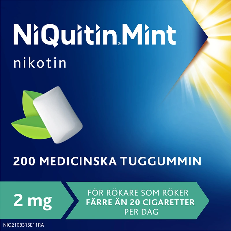 NiQuitin Mentolmint medicinskt tuggummi 2 mg 200 st - Nikotintuggummi