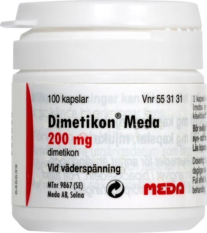 Dimetikon Meda mjuk kapsel 200 mg 100 st - Gaser i magen