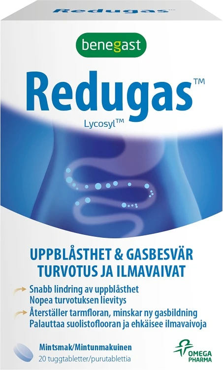 Redugas tuggtablett 20 st - Gaser i magen