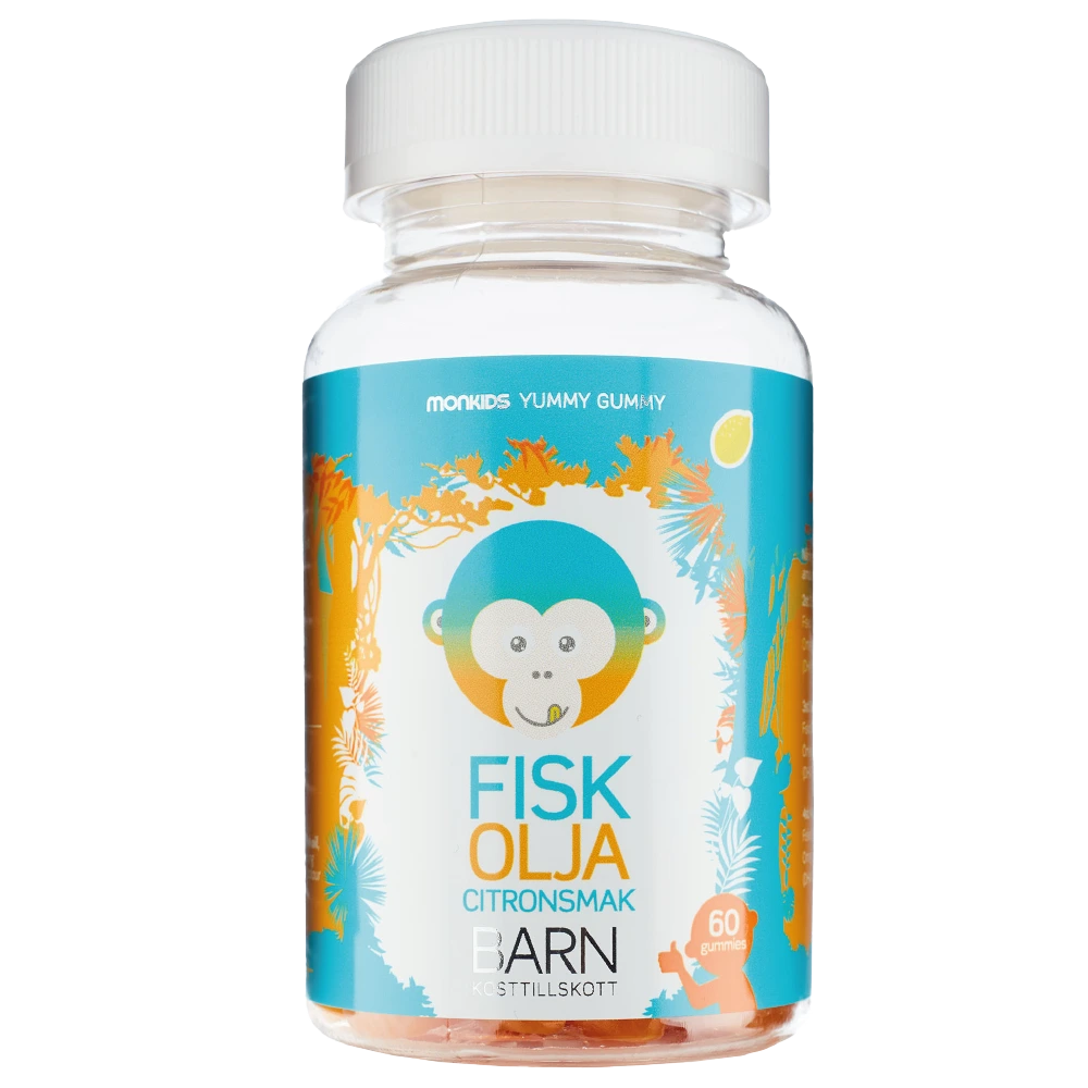 Monkids Fiskolja Barn Citron 60 st - Omega-3 för barn