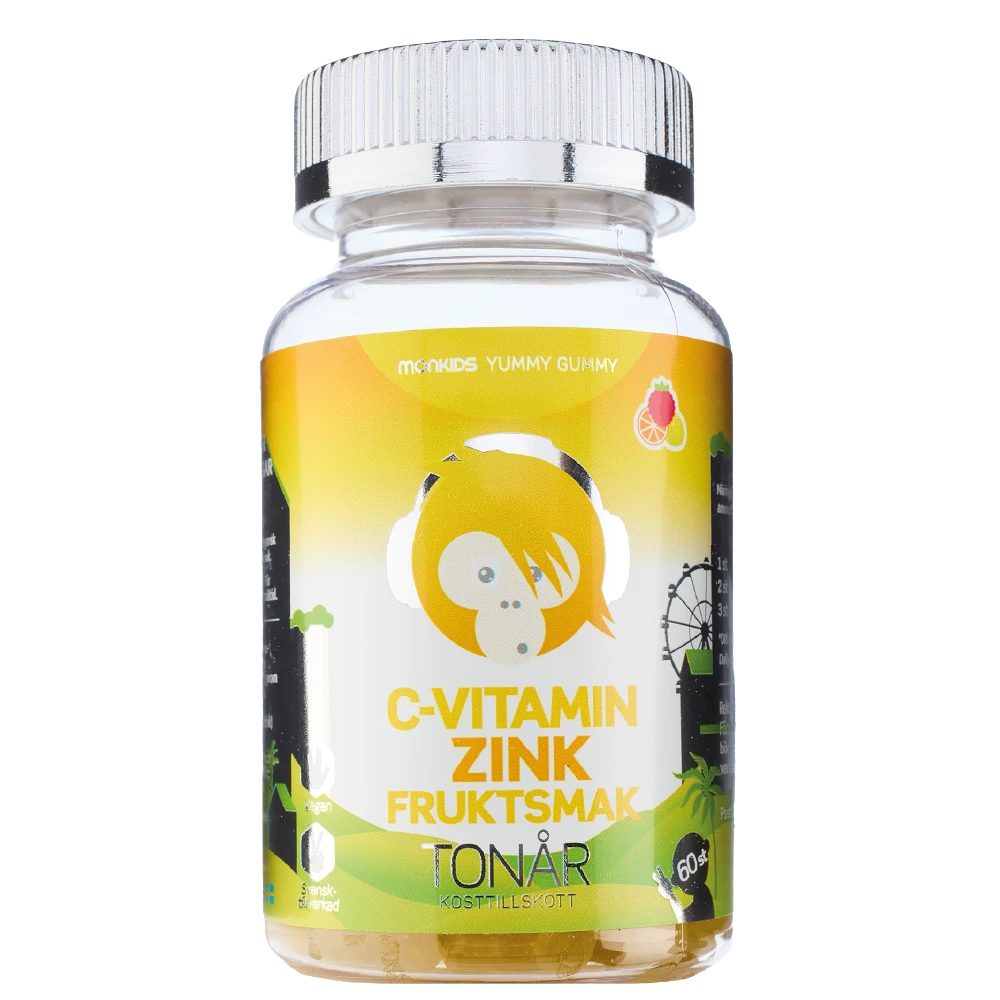 Monkids C-vitamin+Zink Fruktsmak Tonår Tuggtablett 60 st - Multivitaminer för barn