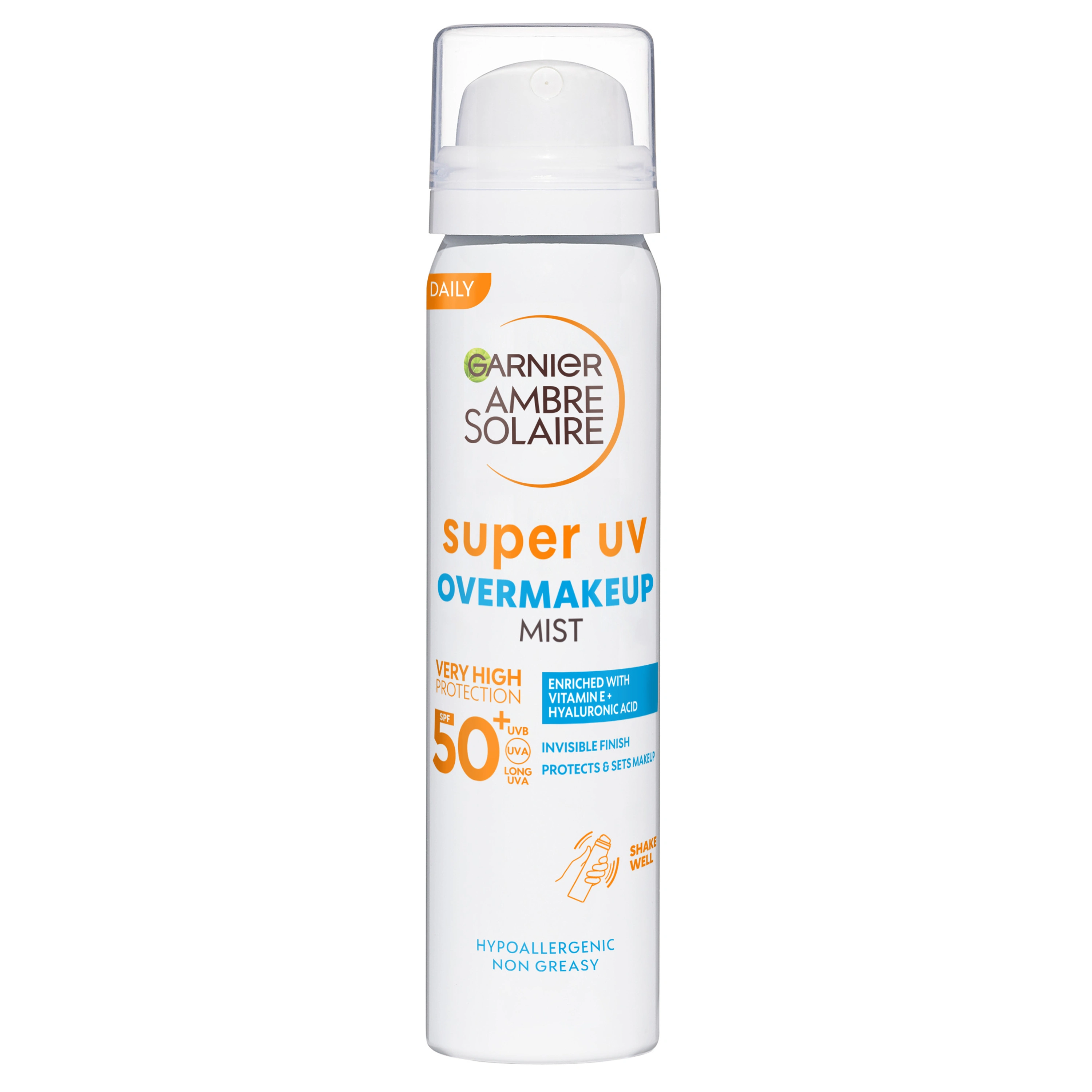 Garnier Ambre Solaire Super UV Over Makeup Mist With Hyaluronic Acid SPF 50 75 ml - Solskydd spray