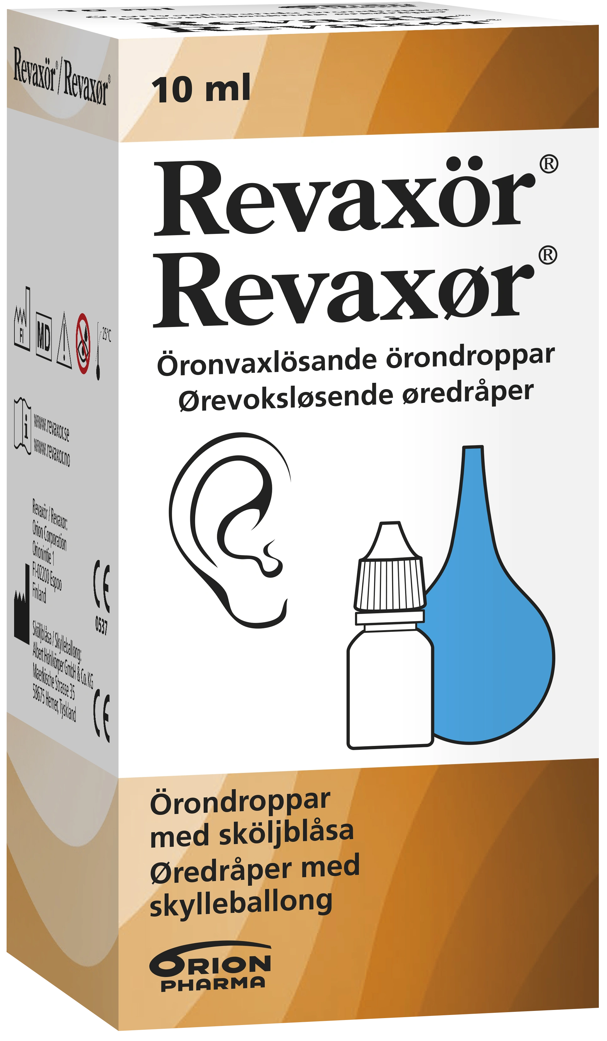 Revaxör Örondroppar med sköljblåsa 10 ml - Lock för örat