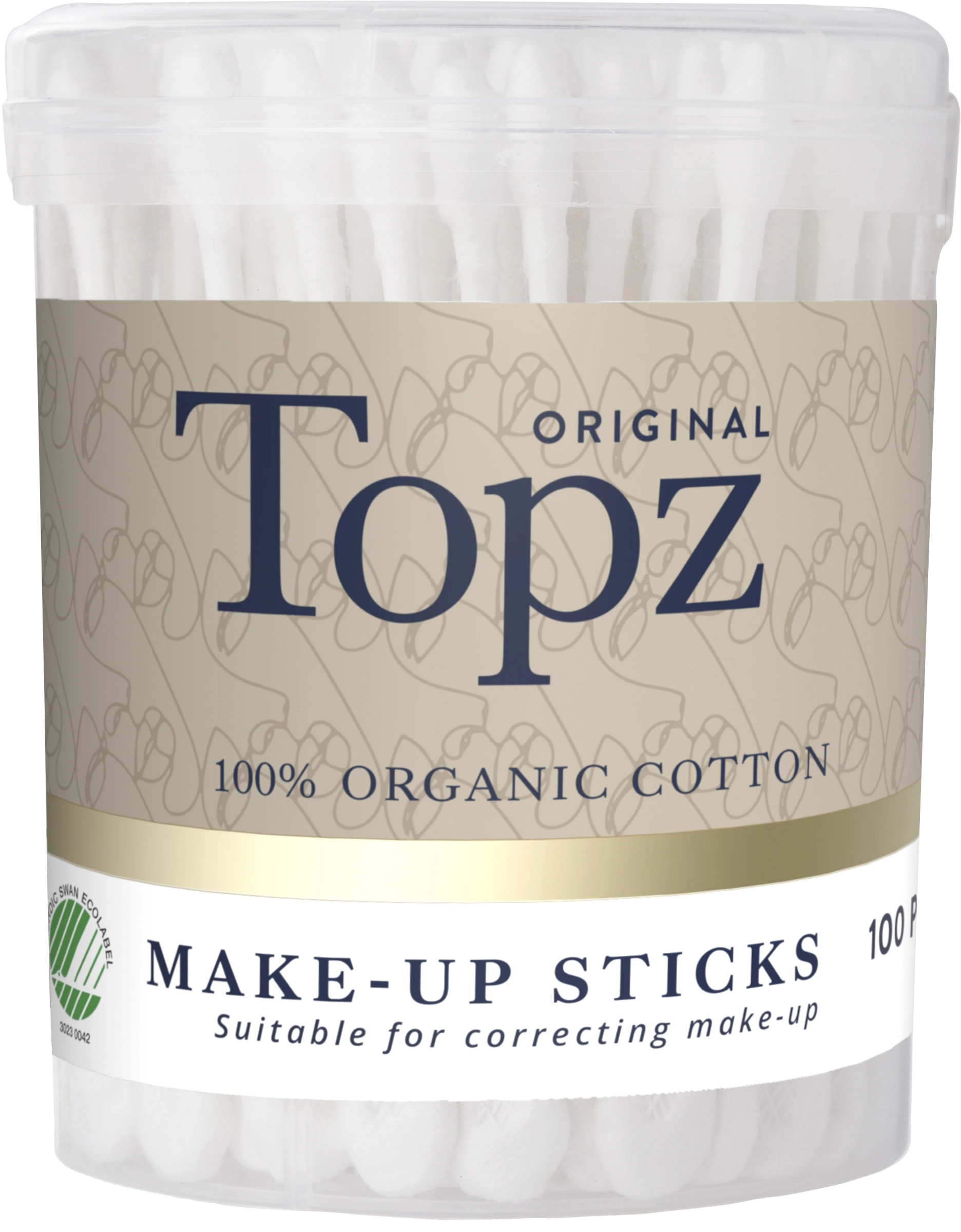 Topz Cosmetics Make-Up Sticks 100 st - Bomullspads