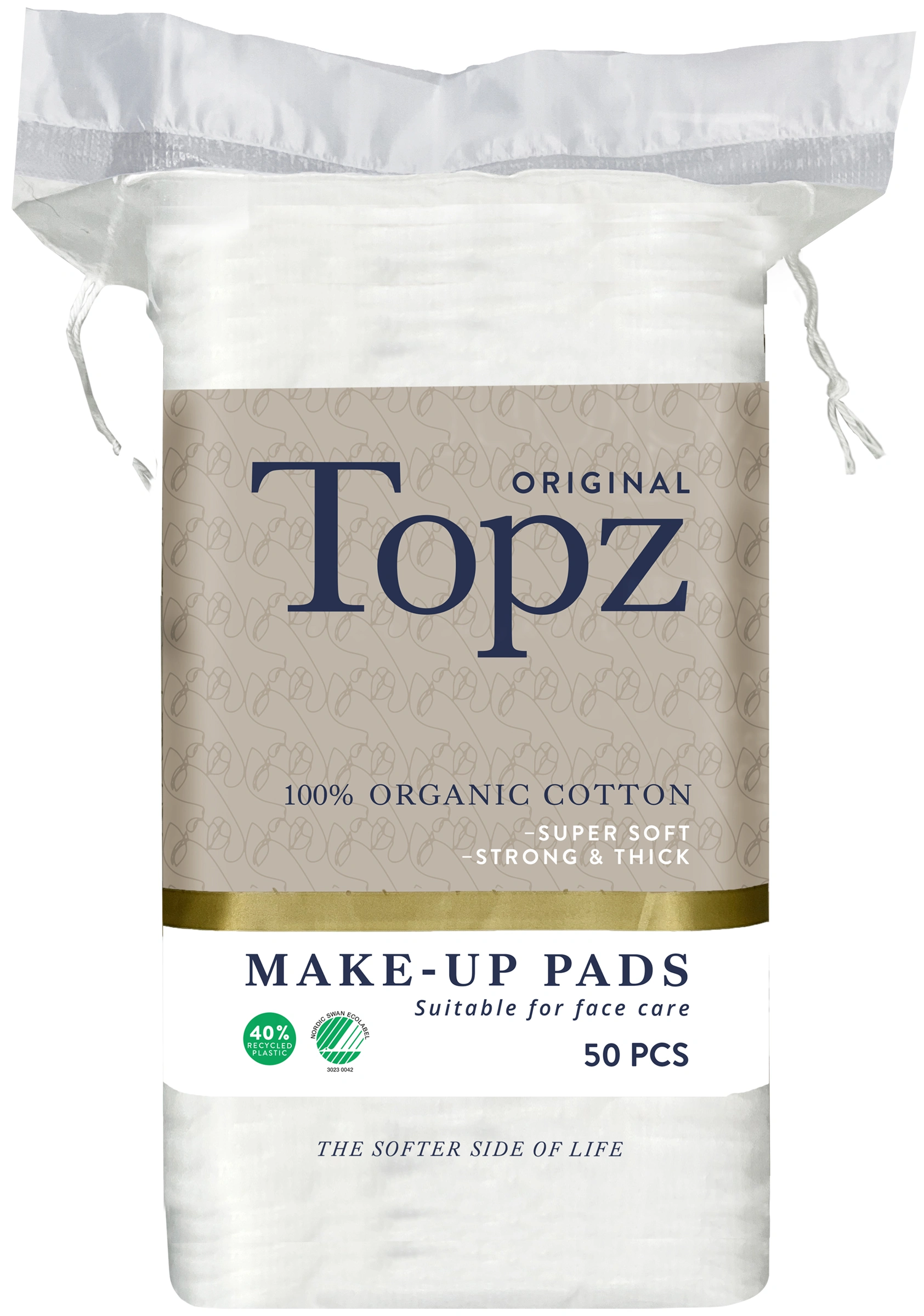 Topz Cosmetics Square Make-Up Pads 50 st - Bomullspads