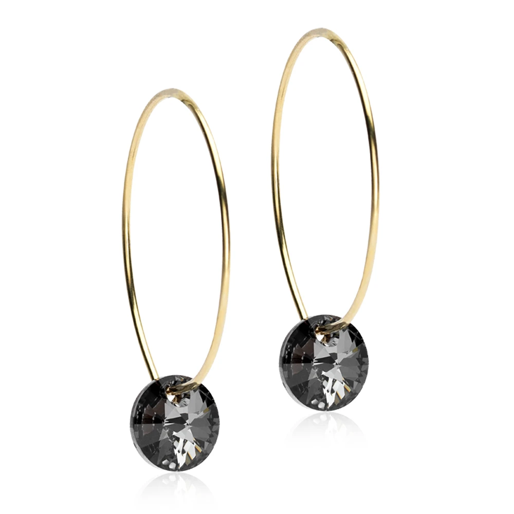 Blomdahl GT Ear Ring 25 mm, Round 8 mm, Black diamond