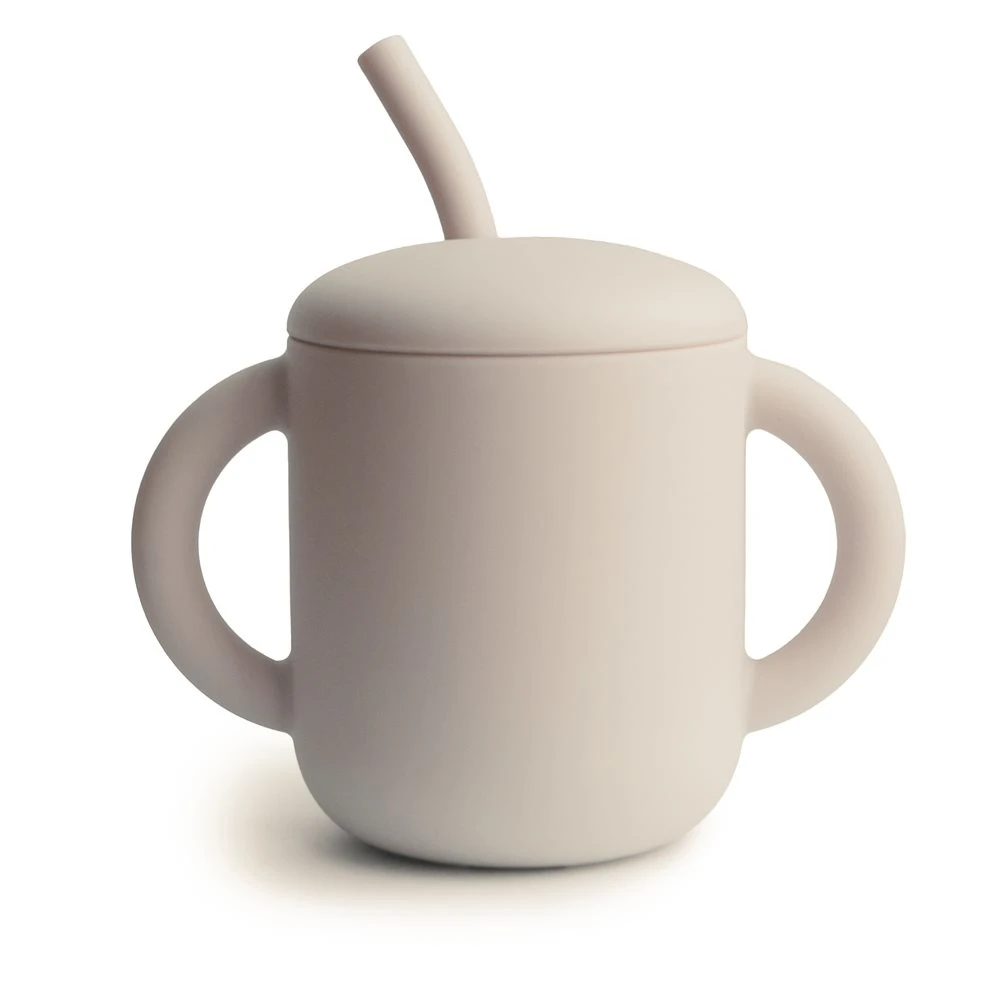 Mushie Silicone Training Cup + Straw 175 ml Shifting Sand - Pipmuggar & dricksflaskor