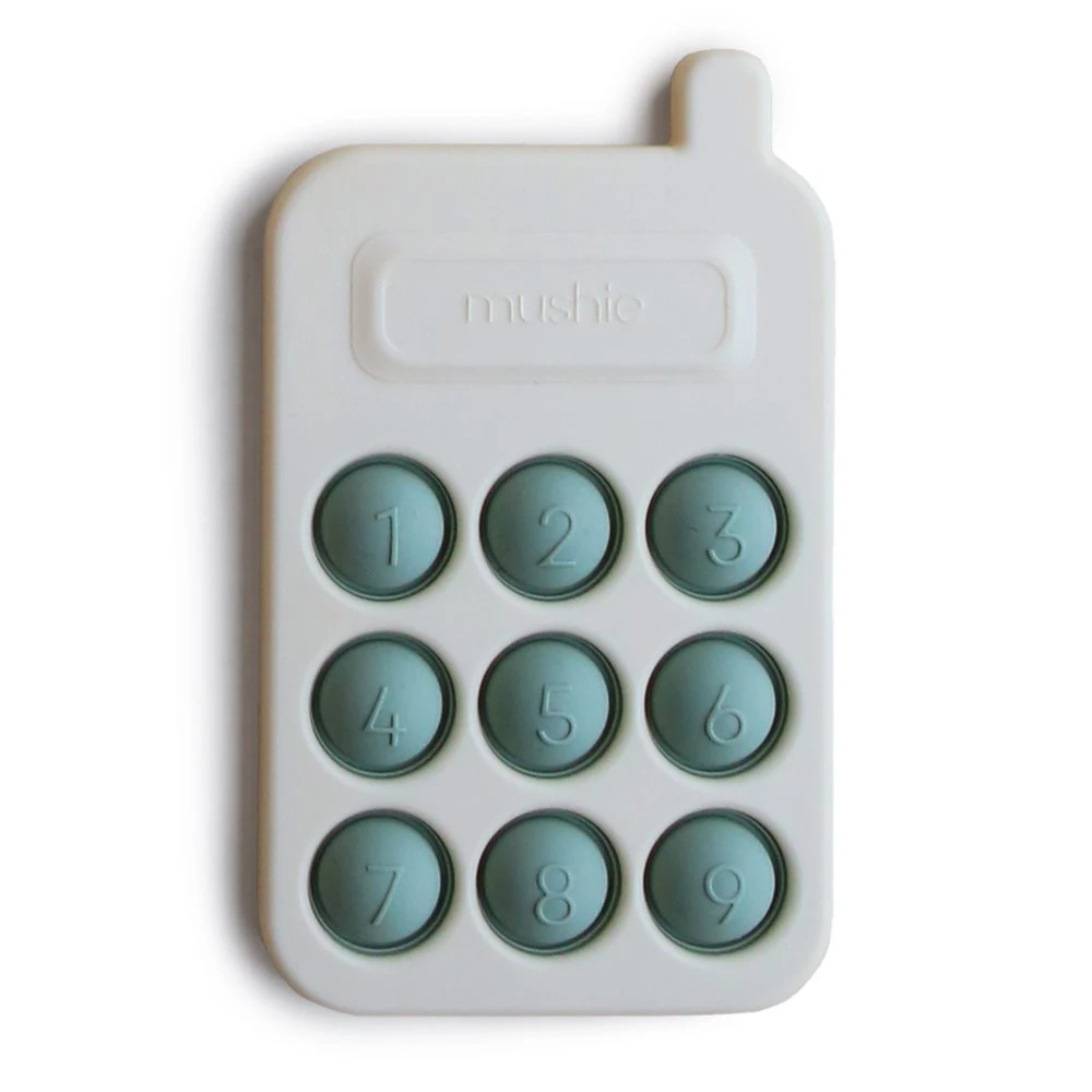 Mushie Phone Press Toy Cambridge Blue - Gosedjur & leksaker