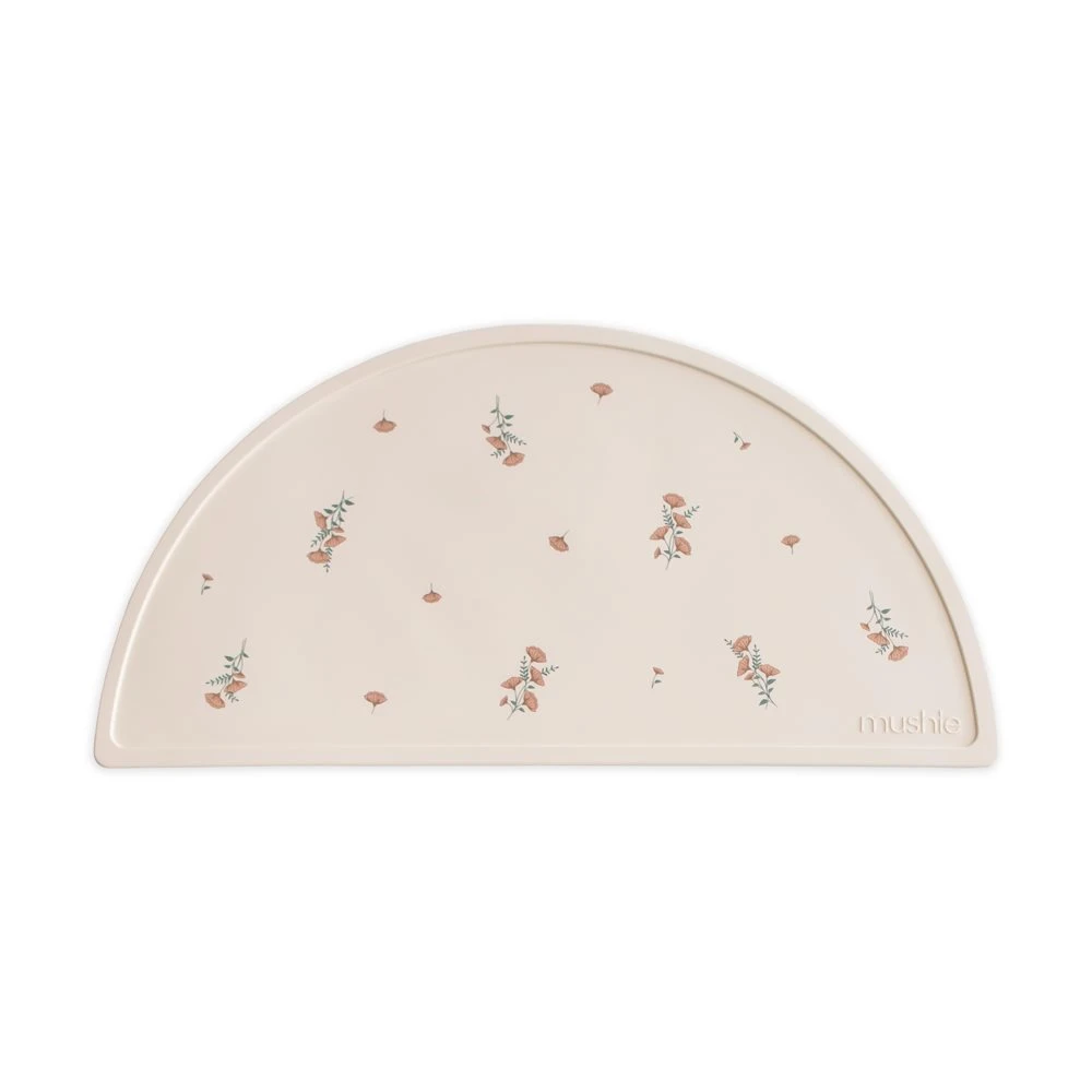 Mushie Silicone Mat Pink Flowers - Barntallrik & barnbestick