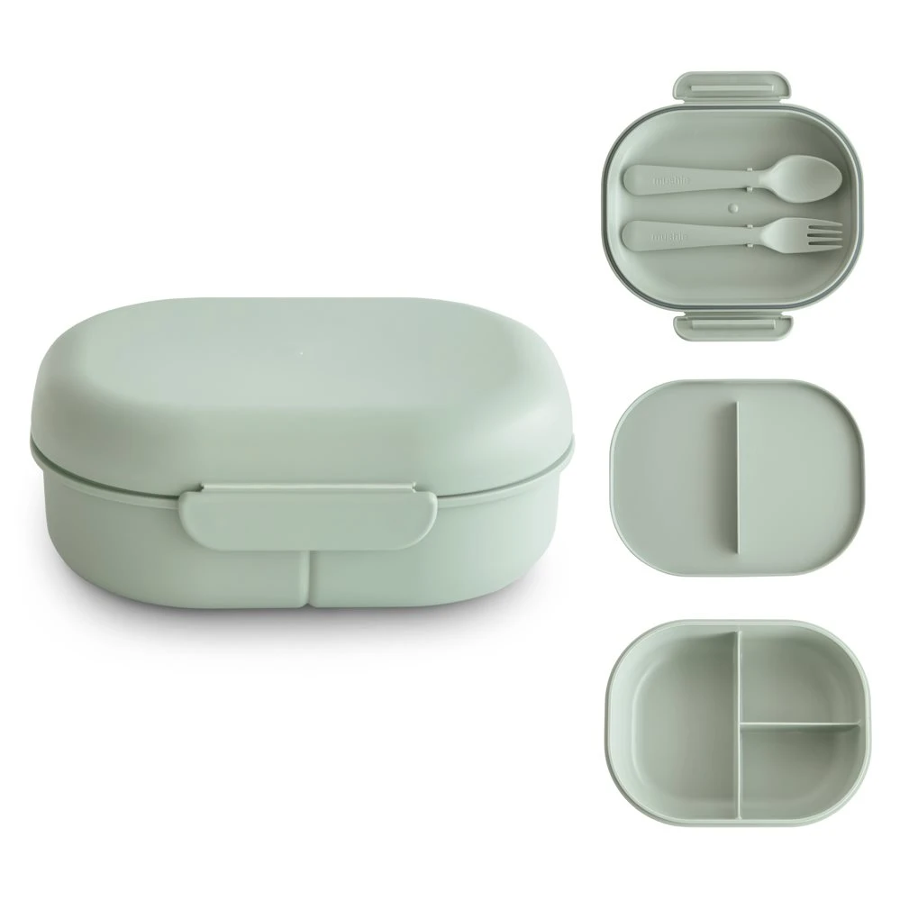 Mushie Lunchbox Sage - Barntallrik & barnbestick